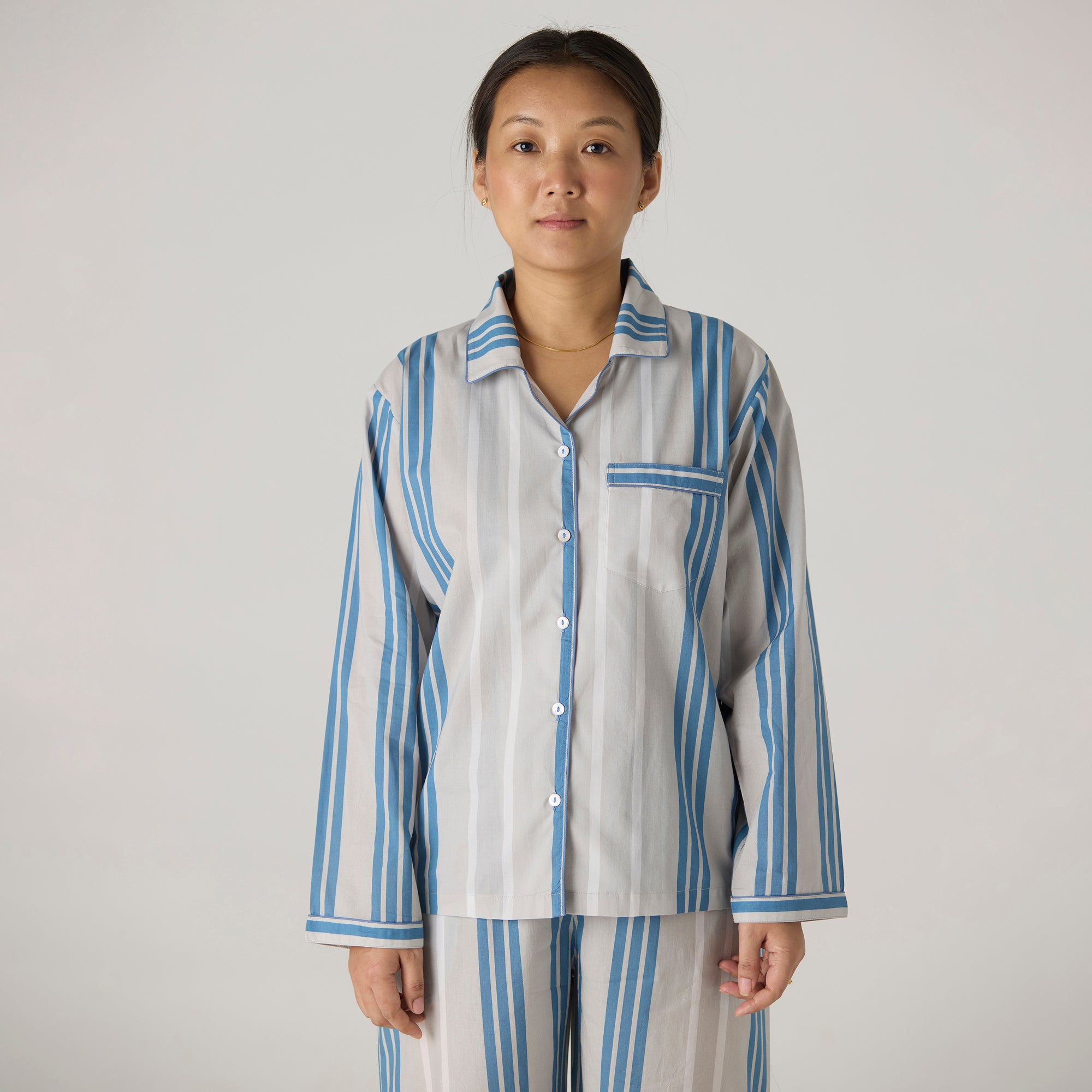 Women Coastal Striped Pajama Set