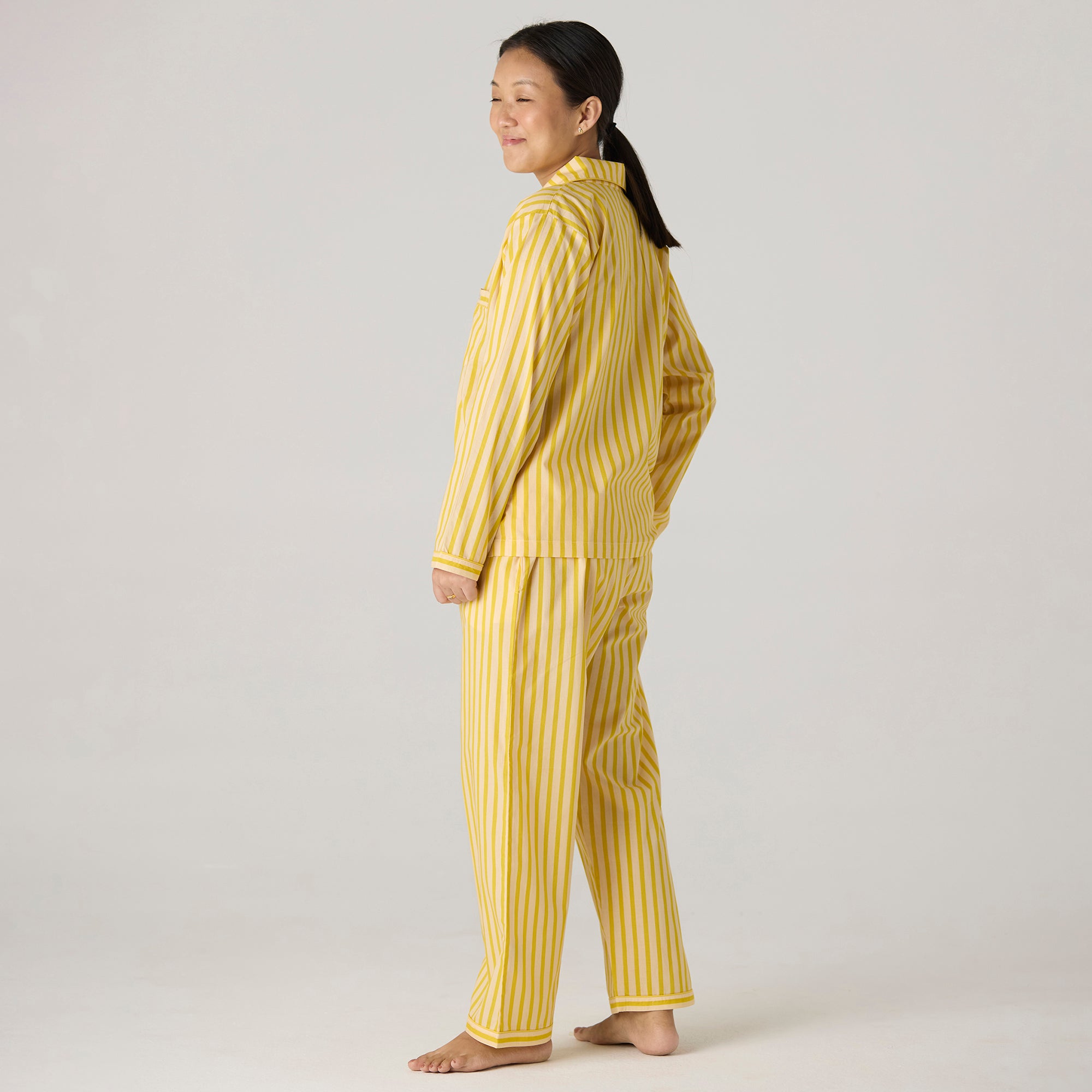 Women Lemon Striped Pajama Set