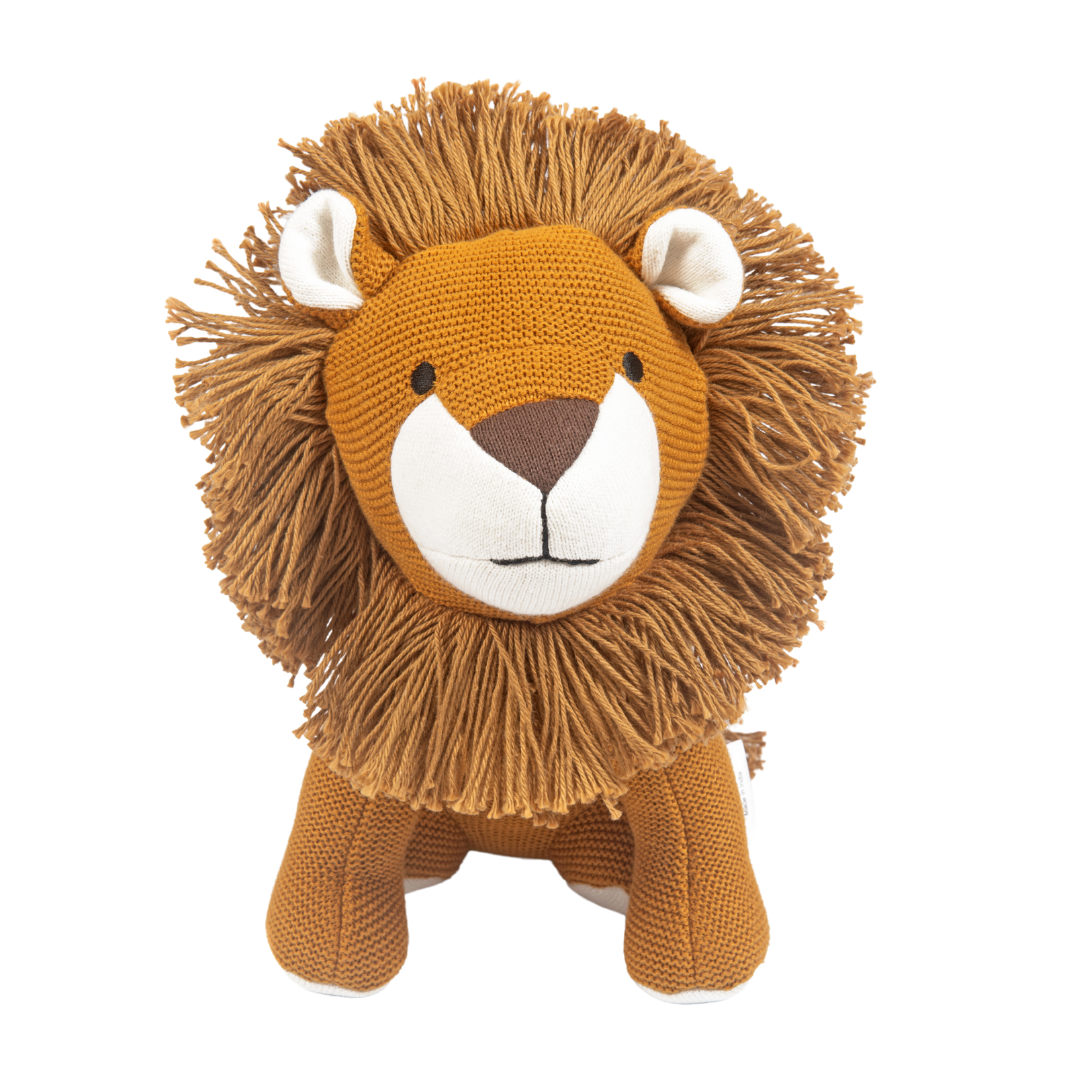 Leo the Lion | Knitted Cotton Animal Plush Toy for Kids