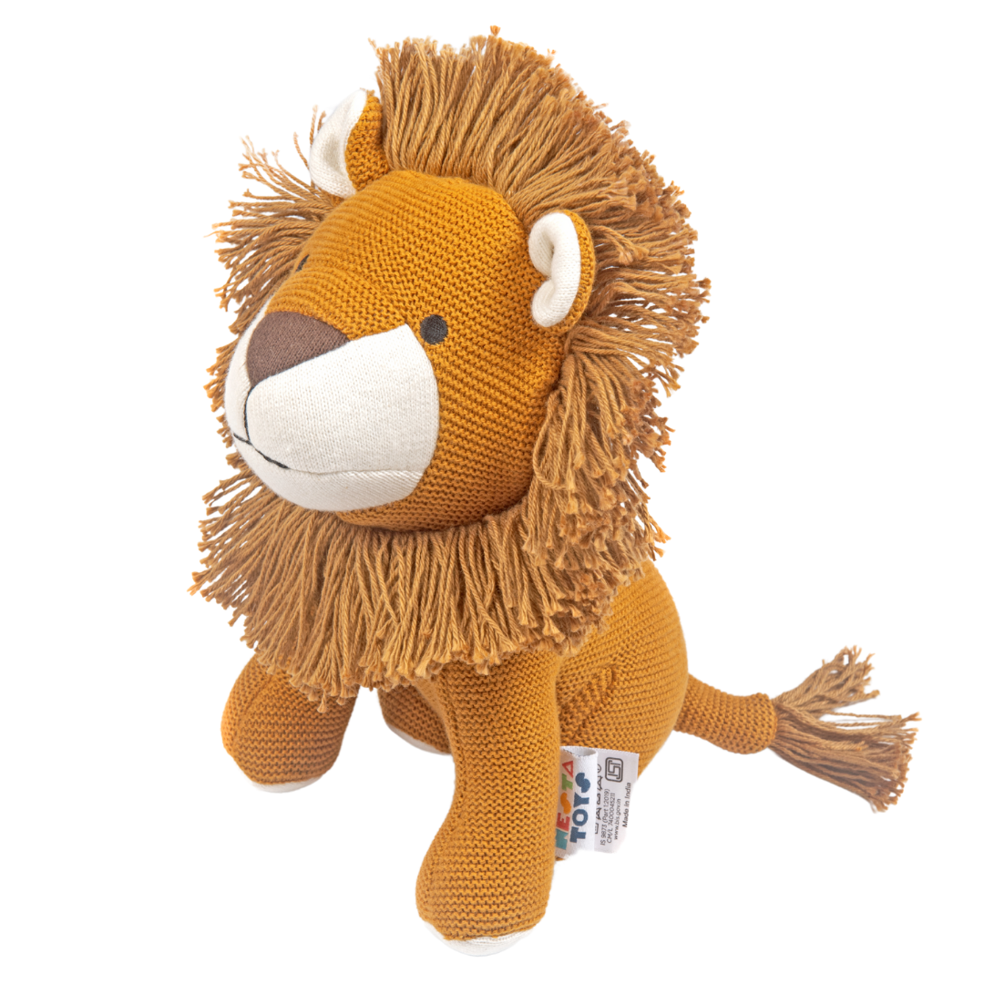 Leo the Lion | Knitted Cotton Animal Plush Toy for Kids