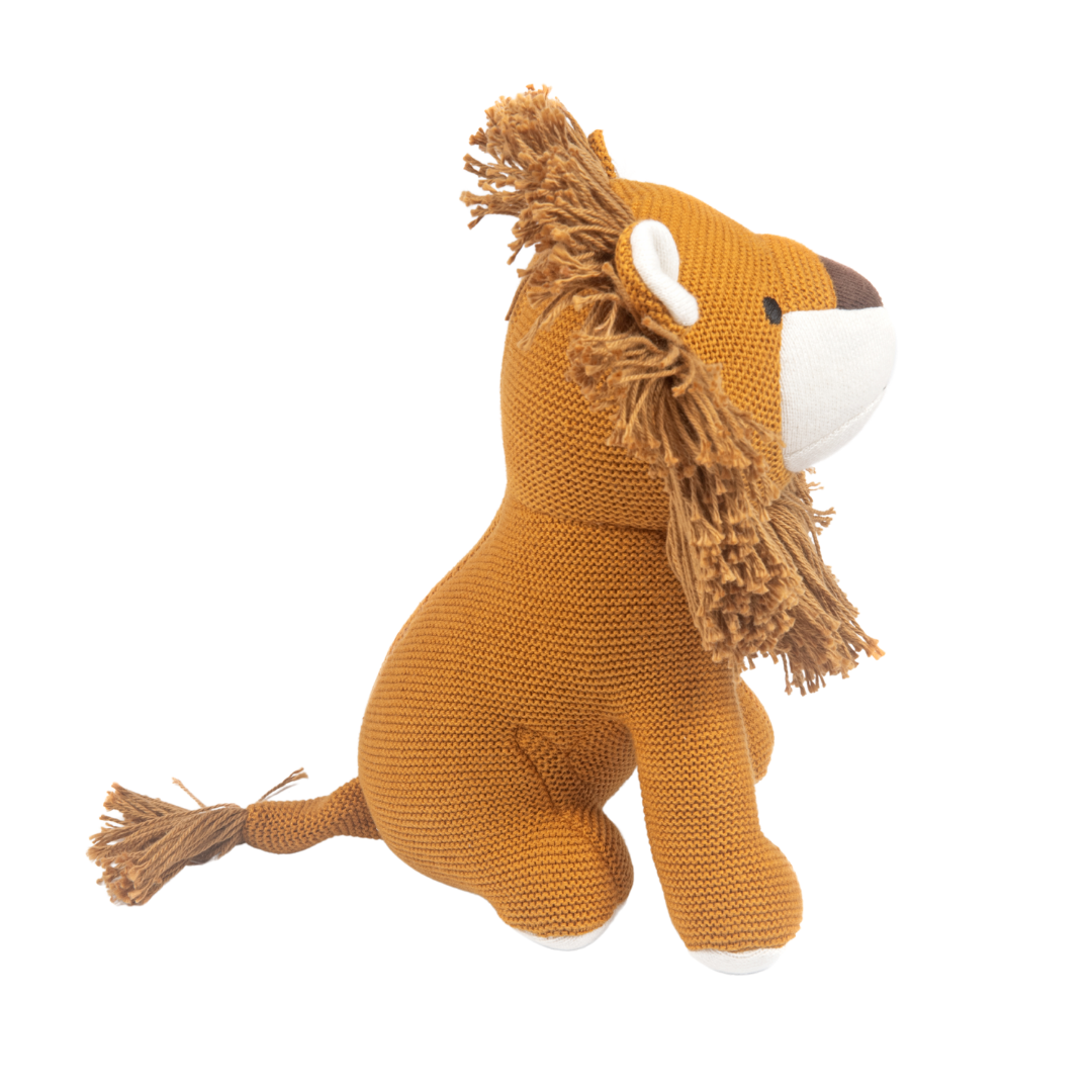 Leo the Lion | Knitted Cotton Animal Plush Toy for Kids