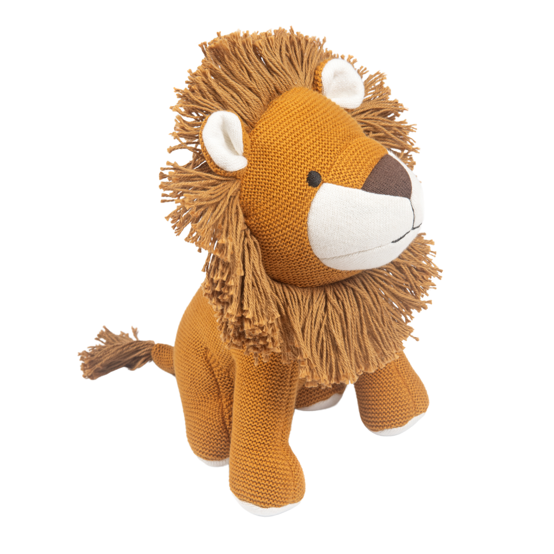 Leo the Lion | Knitted Cotton Animal Plush Toy for Kids