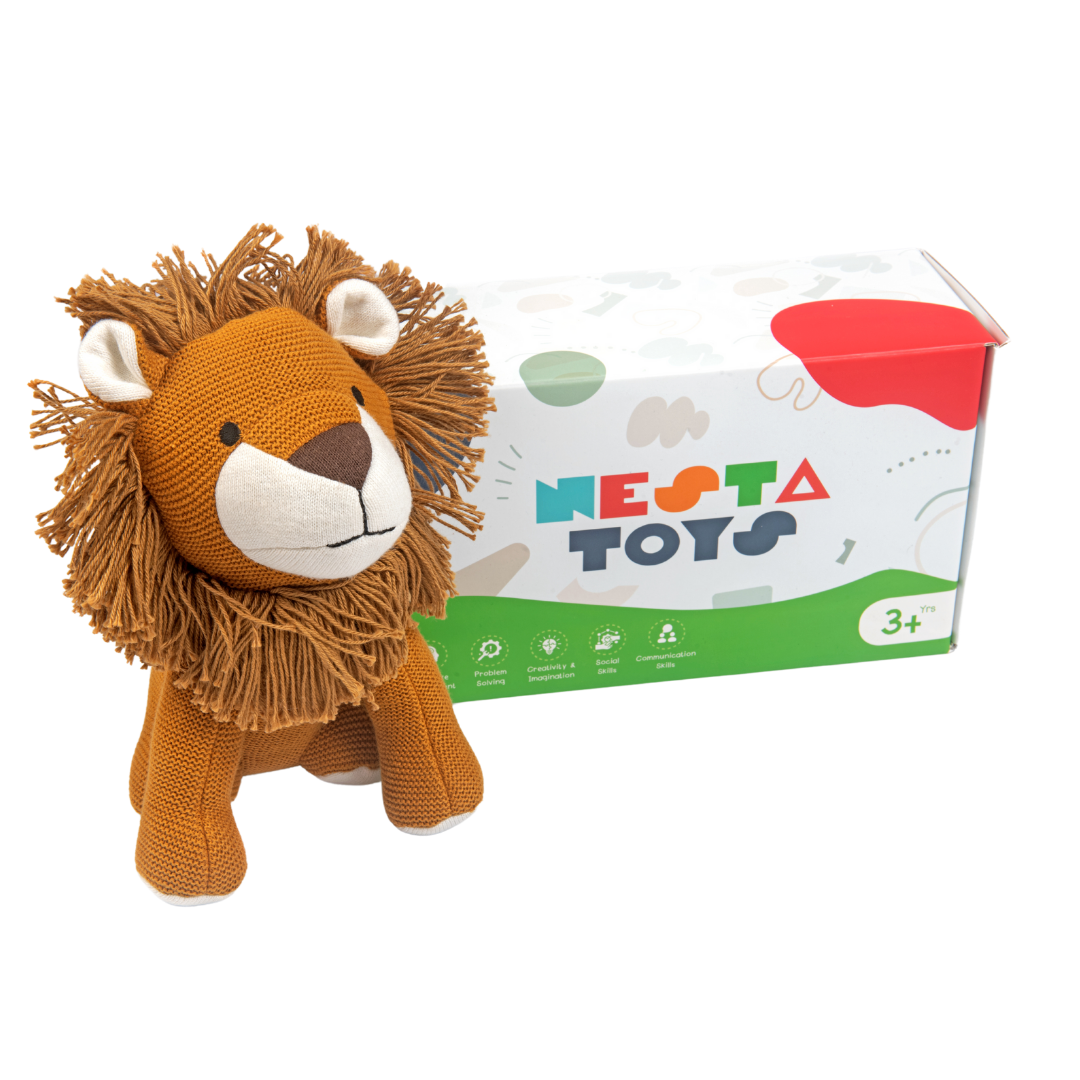 Leo the Lion | Knitted Cotton Animal Plush Toy for Kids