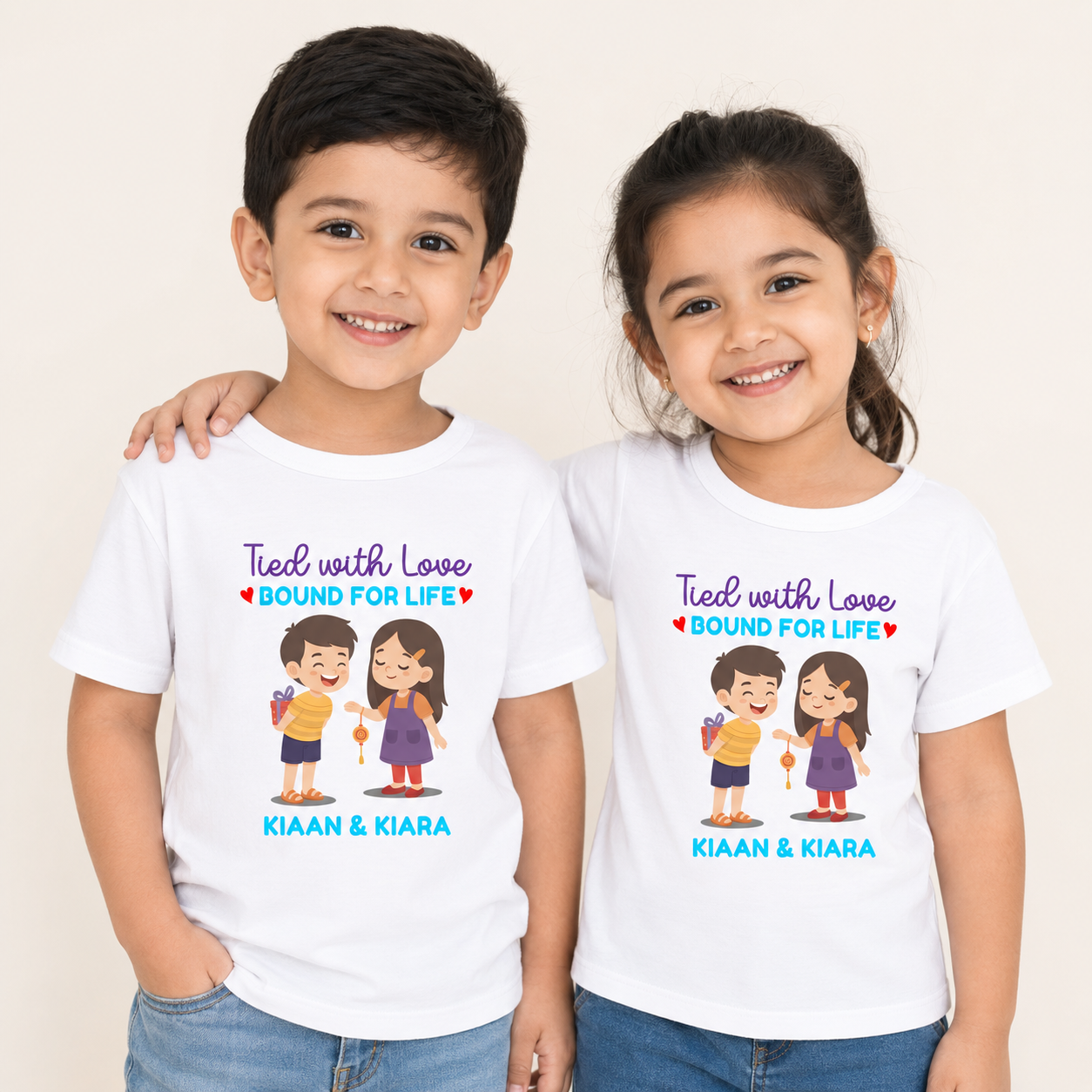 Personalised Sibling T-Shirt Combo - White