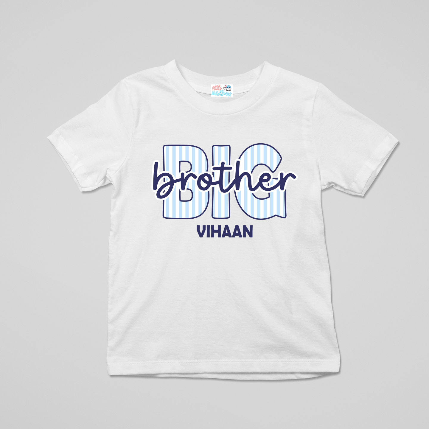 Big & Lil Sibling Stripes Personalised Rakhi Outfit - White