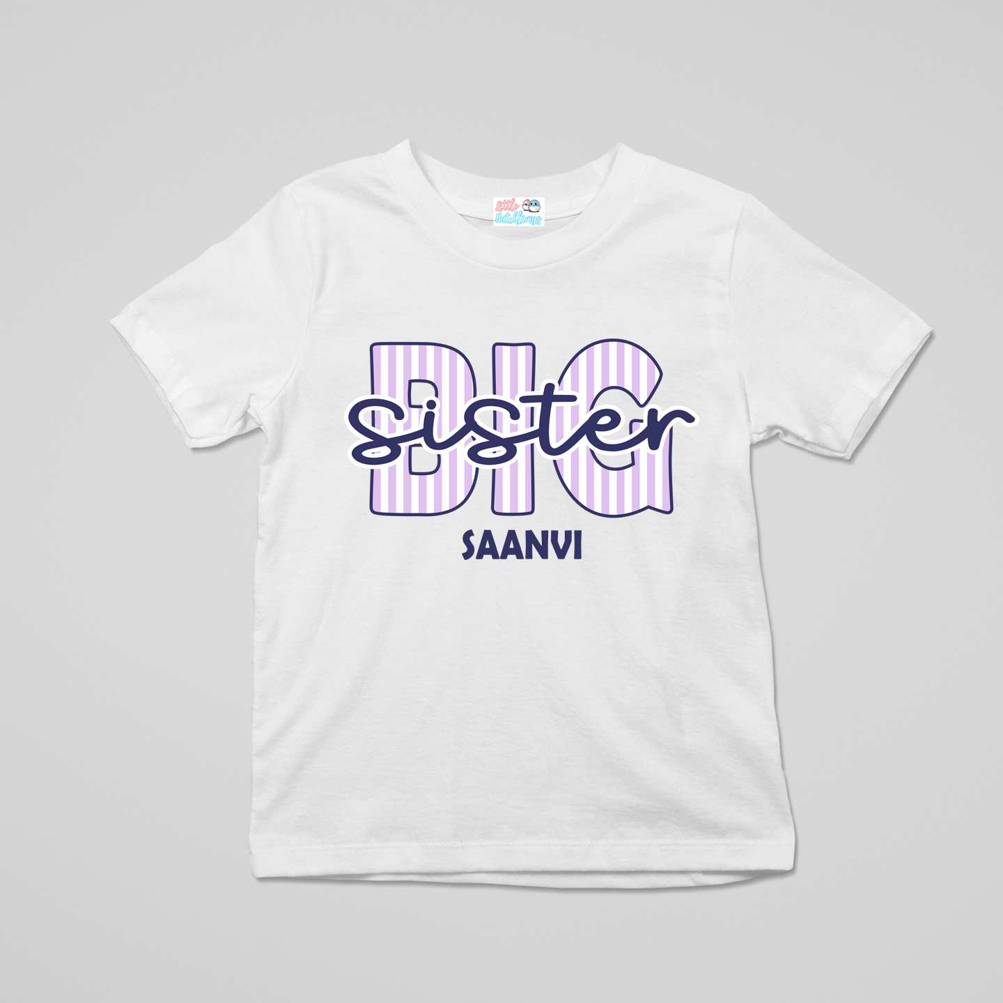 Big & Lil Sibling Stripes Personalised Rakhi Outfit - White