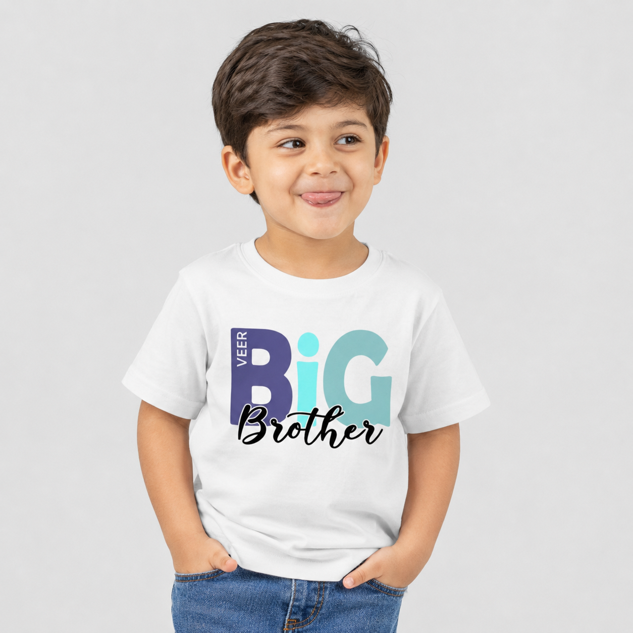 Big & Little Sibling Multicolour Personalised Rakhi Outfit - White
