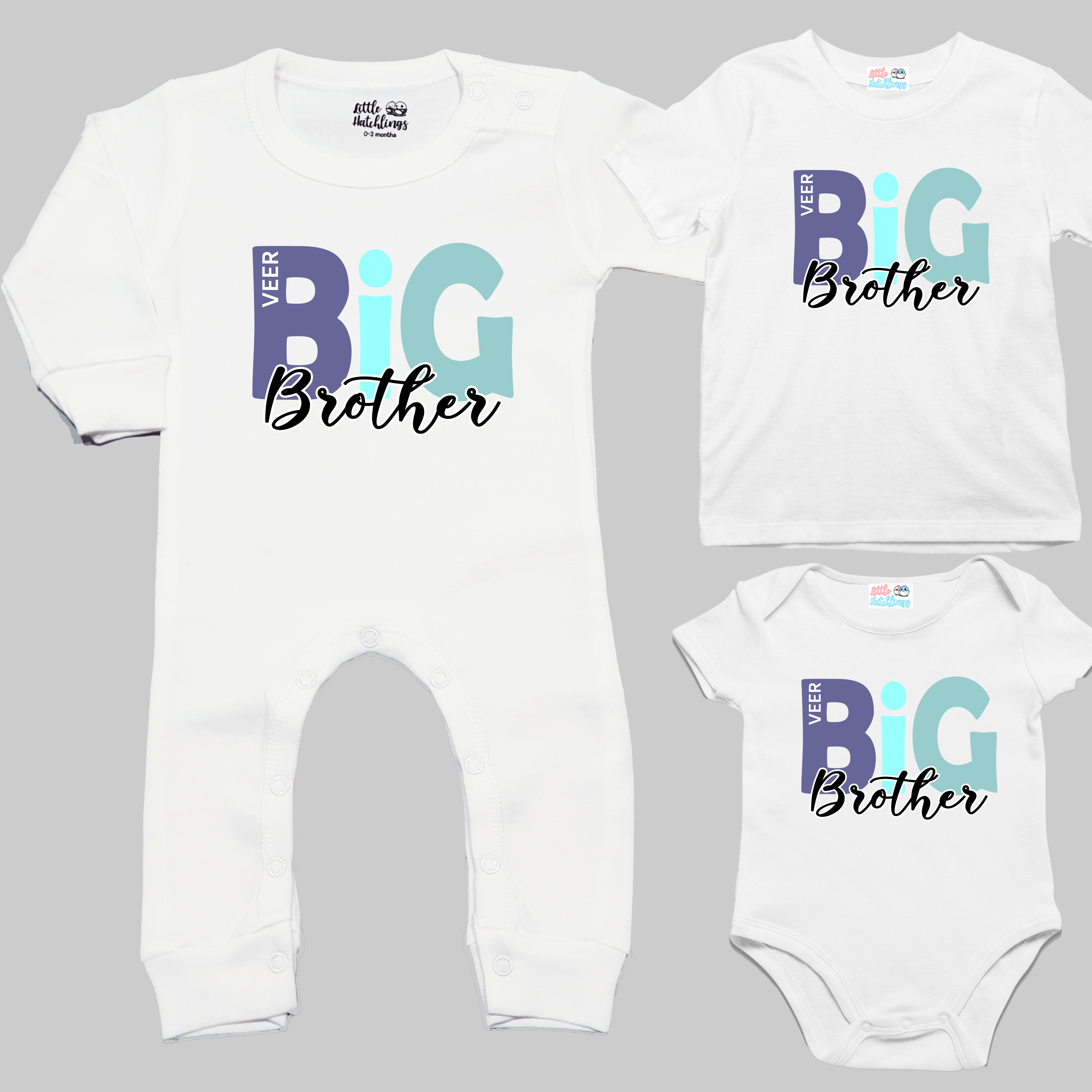 Big & Little Sibling Multicolour Personalised Rakhi Outfit - White