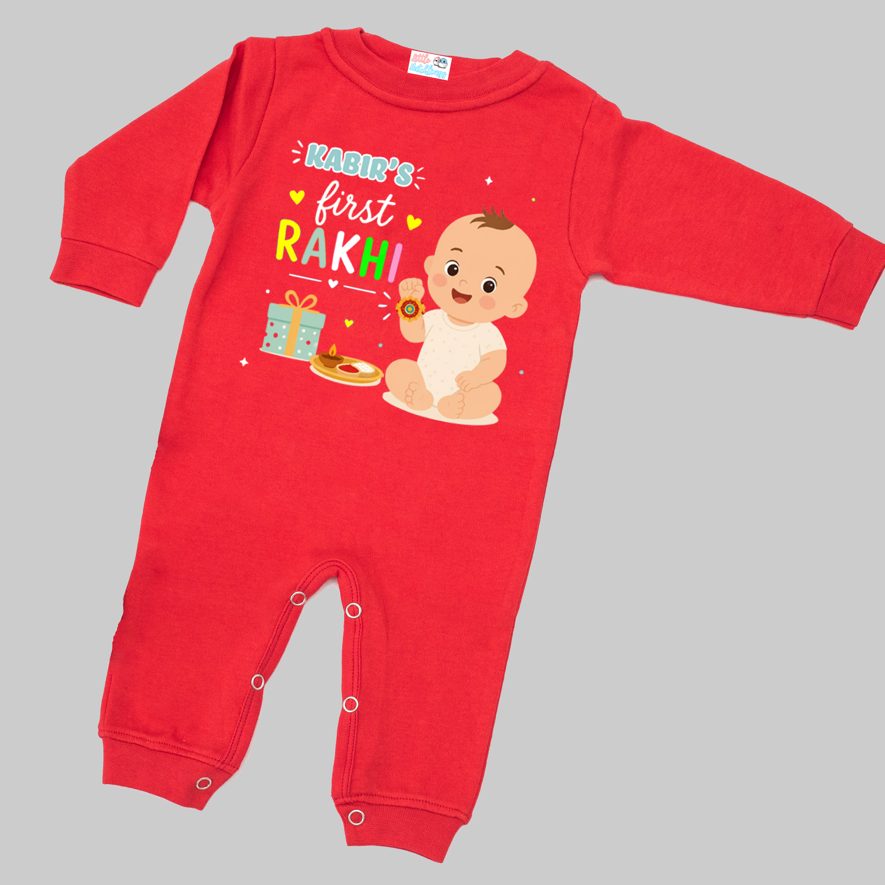 First Rakhi With Name Outfit - Red (2026)