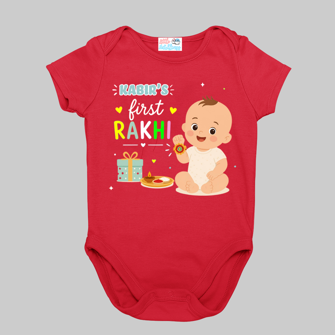 First Rakhi With Name Outfit - Red (2026)