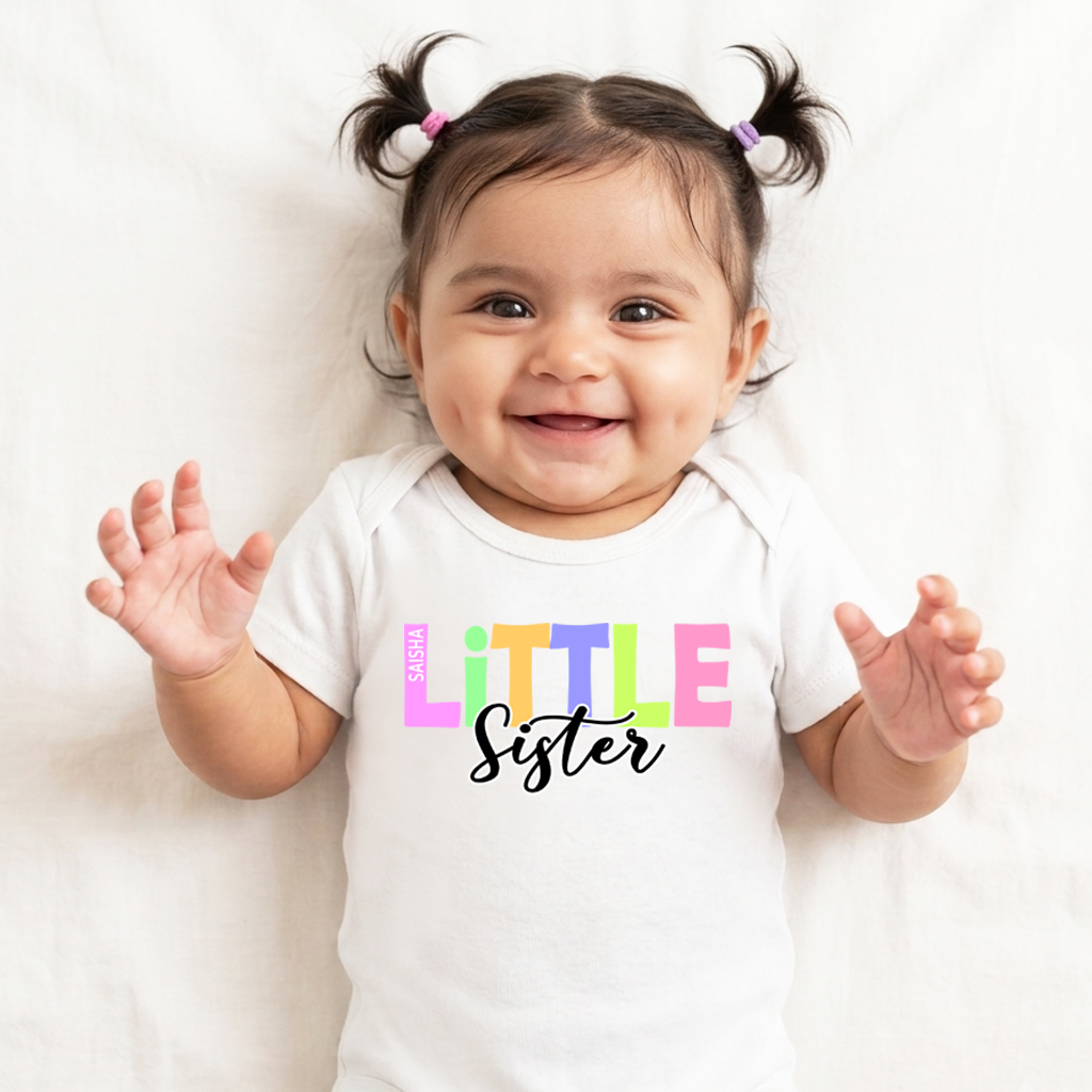 Big & Little Sibling Multicolour Personalised Rakhi Outfit - White