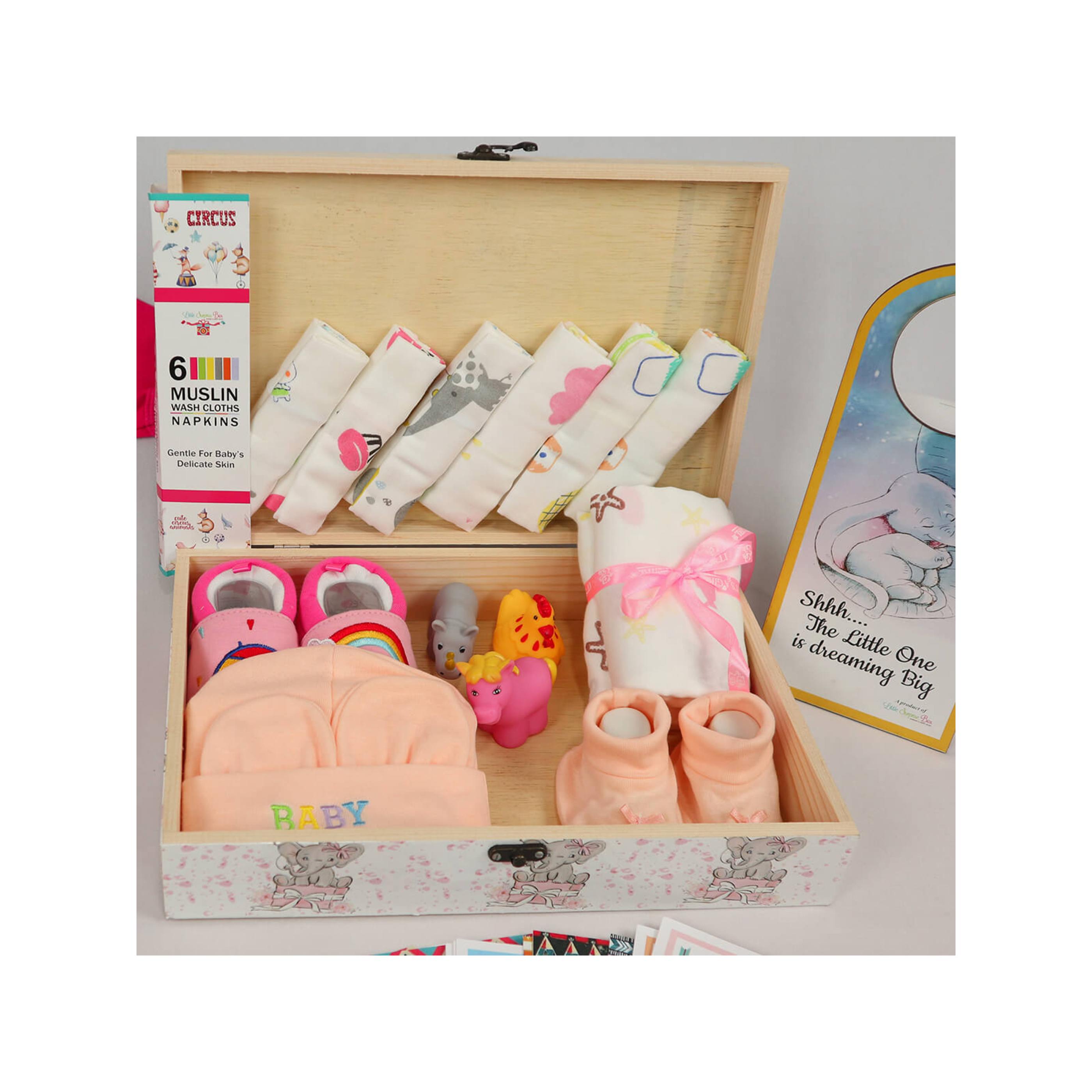 Little Surprise Box Newborn Little Princess Pinewood Gift Hamper Box Set (Pink)