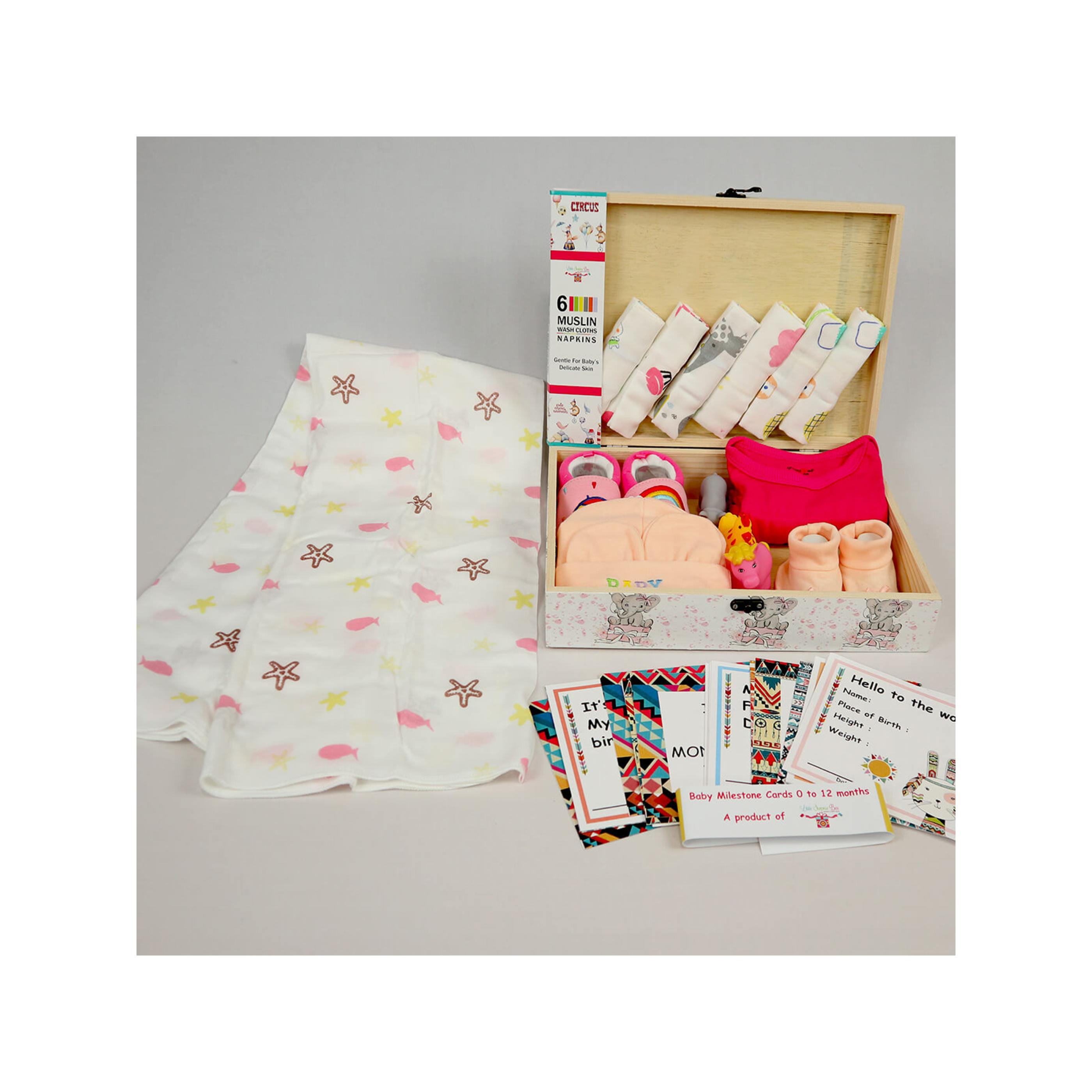 Little Surprise Box Newborn Little Princess Pinewood Gift Hamper Box Set (Pink)