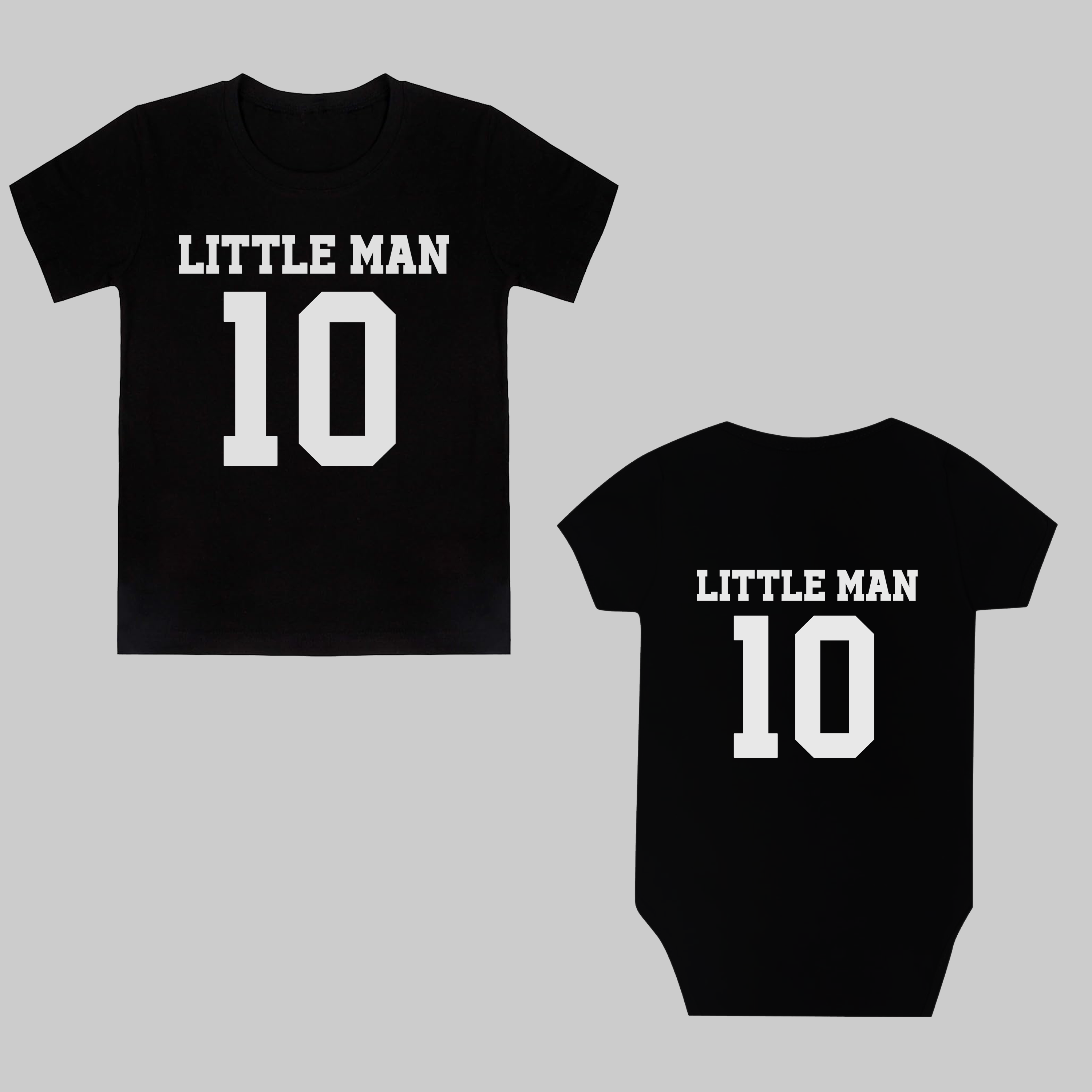 Little Man Big Man Black & Black Number Combo