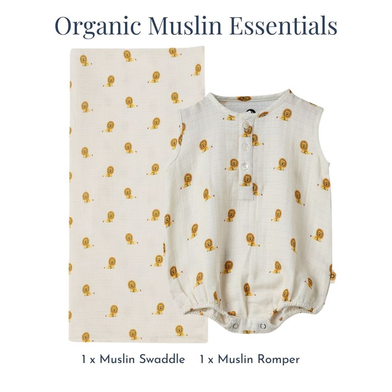 Organic Muslin Essentials (Set of 2) - 1 Swaddle + 1 Romper