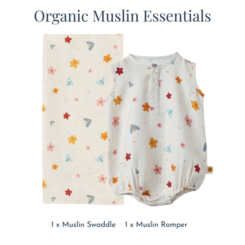 Organic Muslin Essentials (Set of 2) - 1 Swaddle + 1 Romper