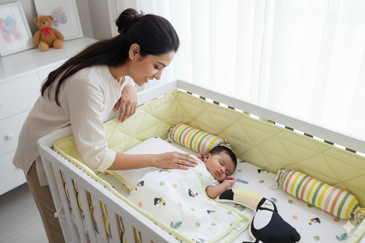 Organic Muslin Cot Bedding Set – Tropical Toucan