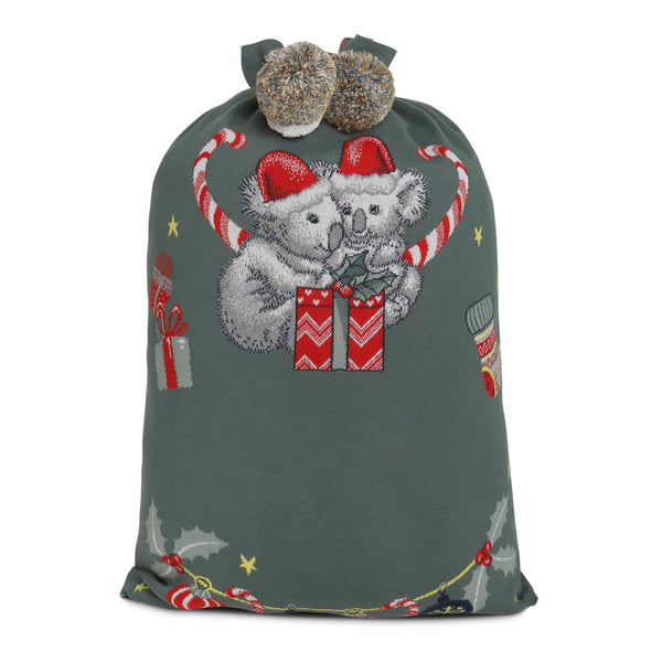 May Gibbs Santa Sack - Base: Forest Green Letter: Ivory