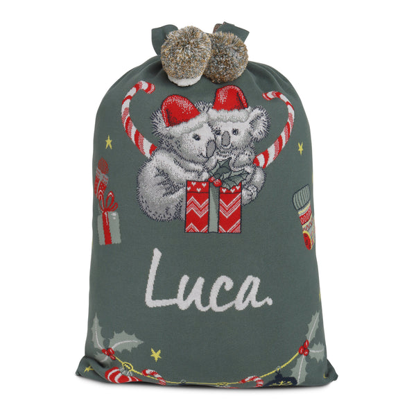 May Gibbs Santa Sack - Base: Forest Green Letter: Ivory