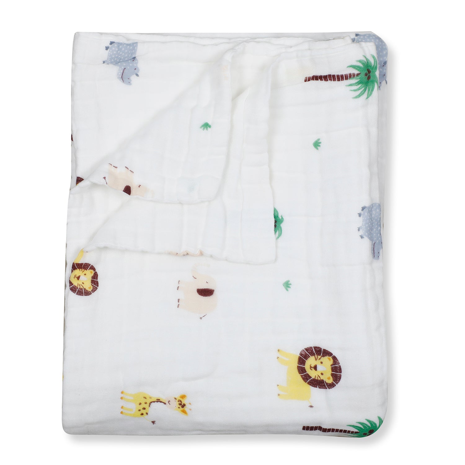 Animal Print White Small Print Muslin Blanket