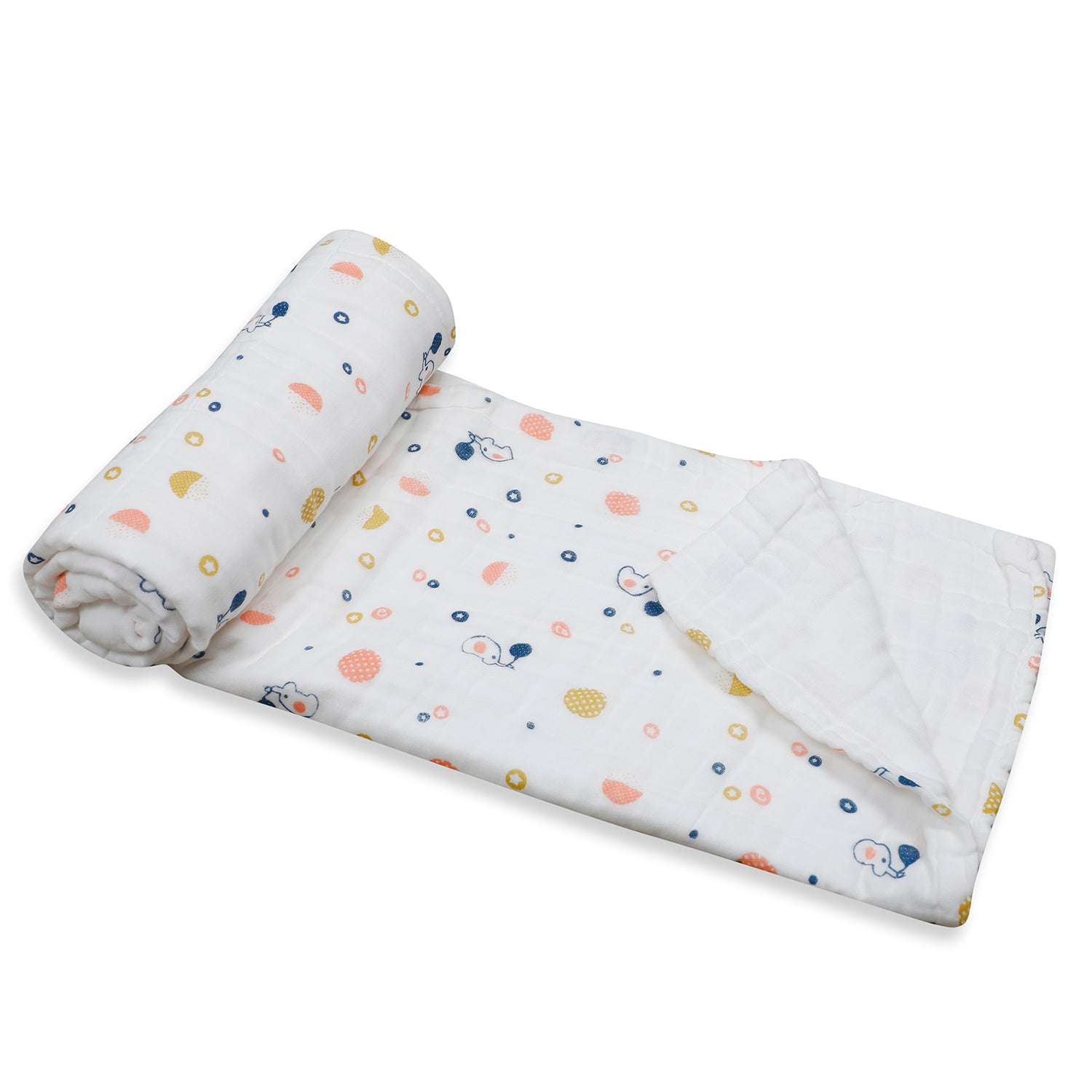 Baby Moo Printed White Muslin Blanket