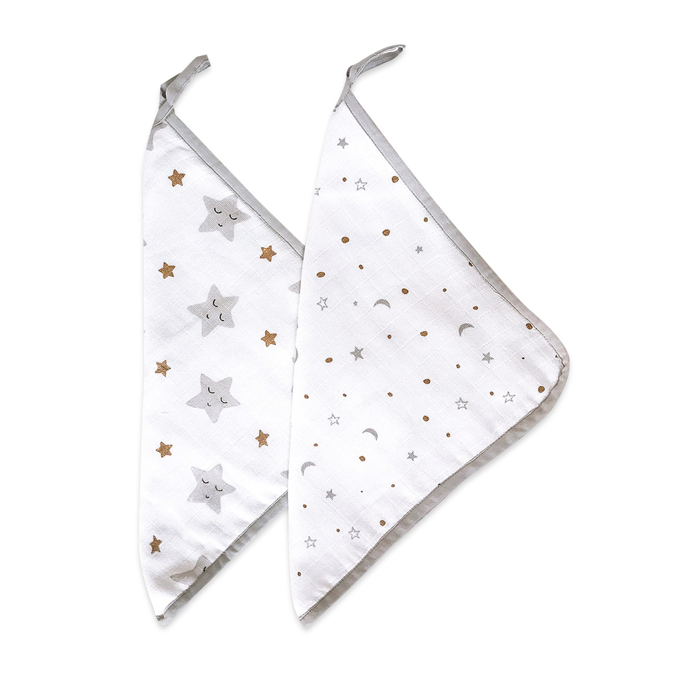 Masilo  Organic Muslin Washcloths (Set of 2) – Sleepy Star (Metallic)