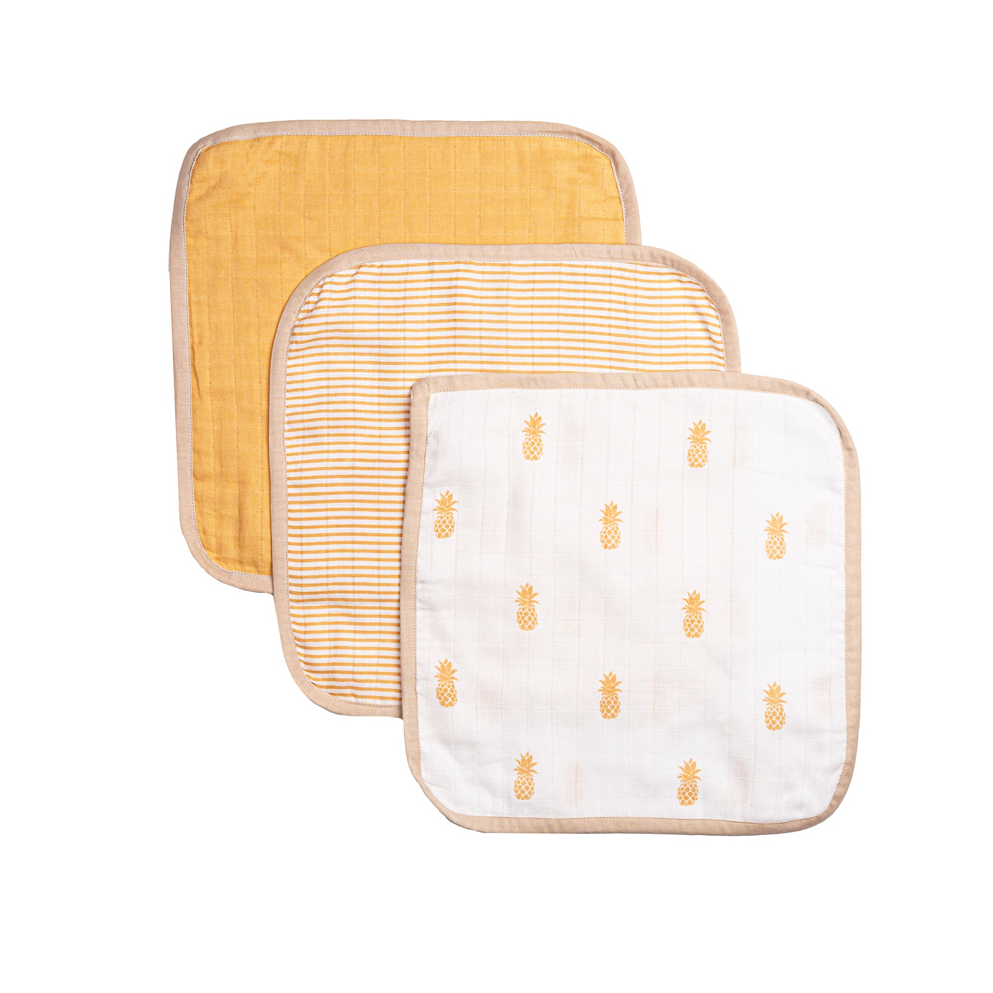 Organic Muslin Washcloths (Set of 3) – Pineapple