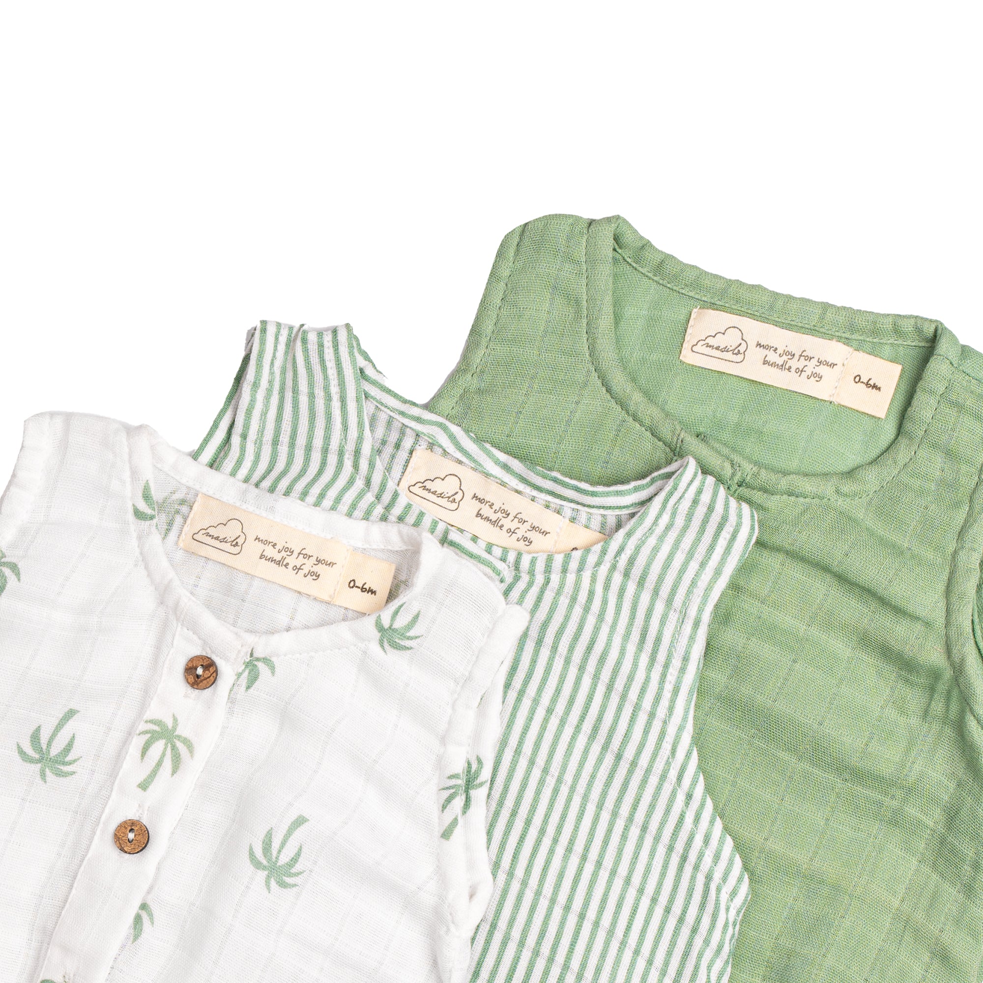 Organic Muslin Baby Romper (Pack of 3) – Palm