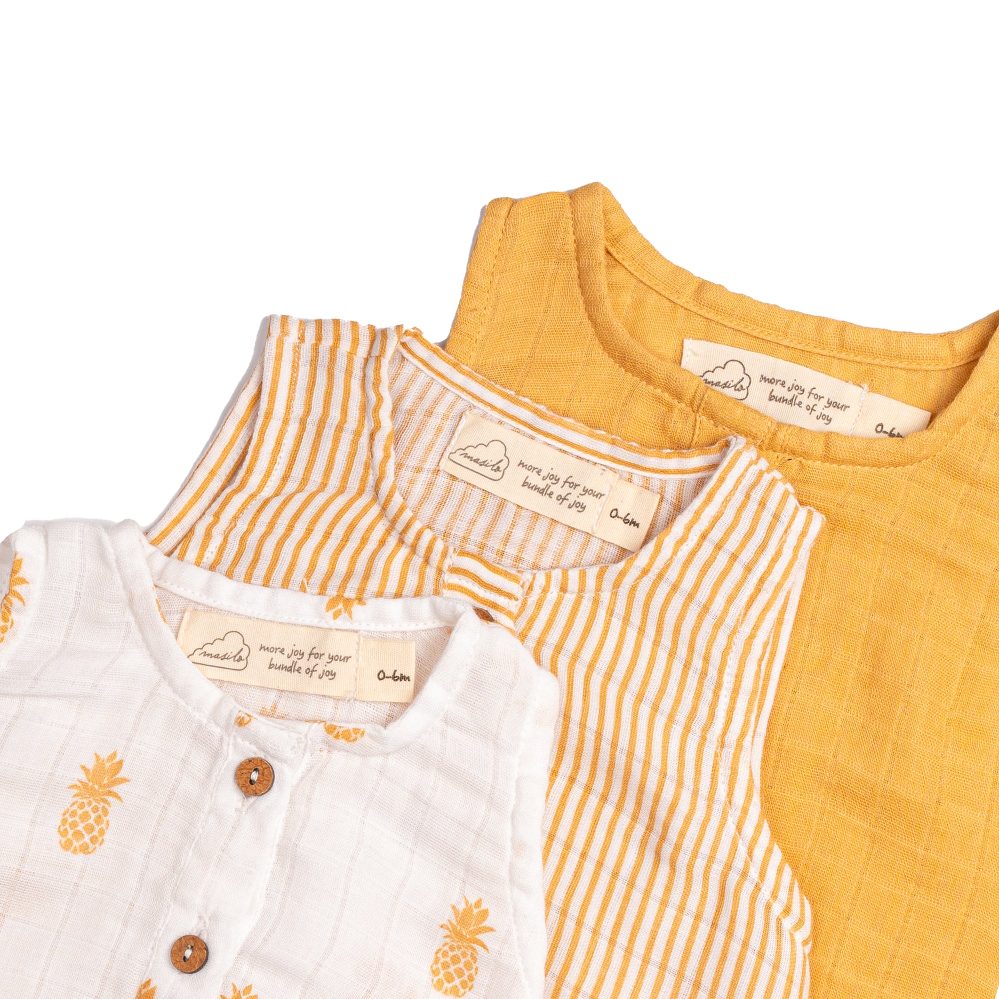 Organic Muslin Baby Romper (Pack of 3) – Pineapple