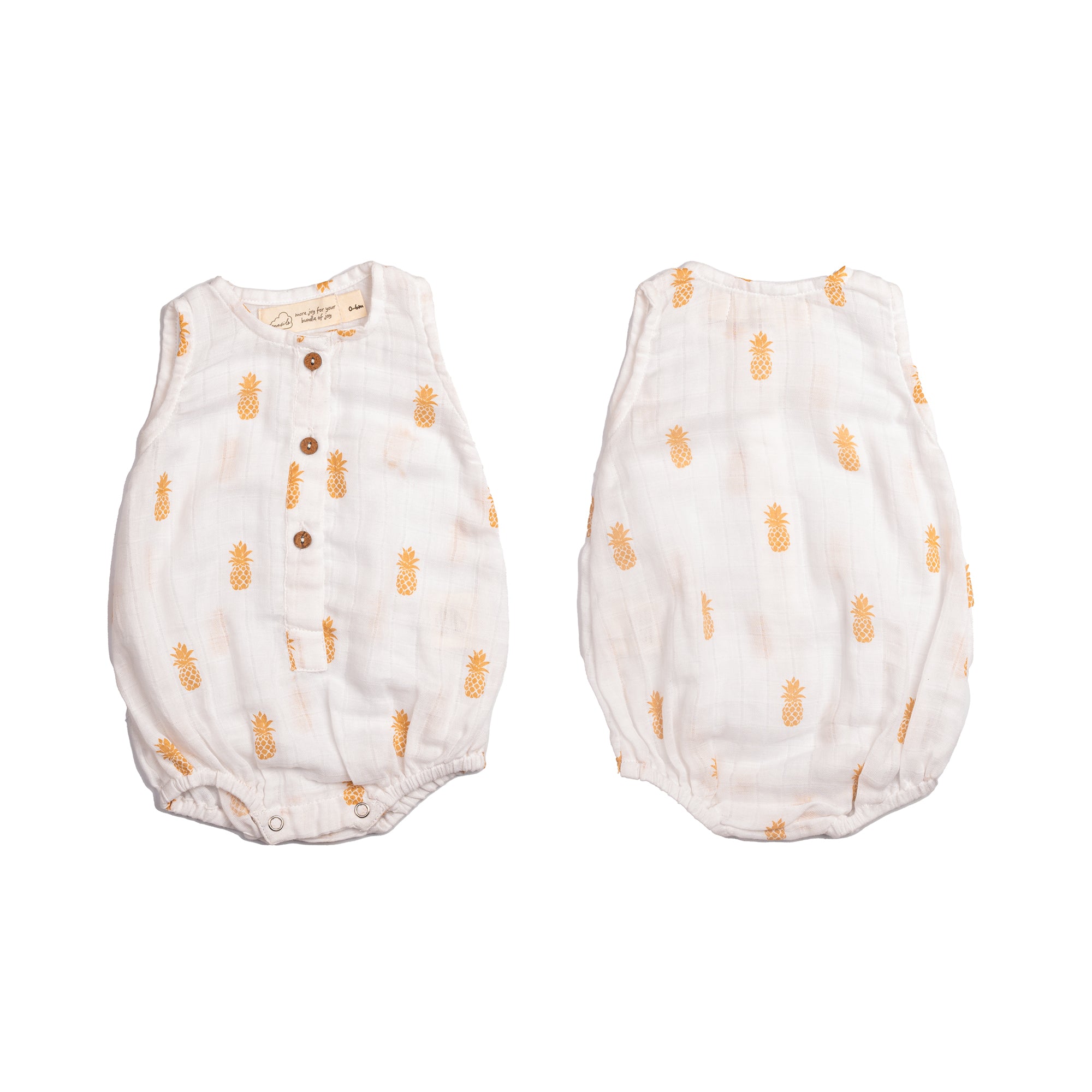 Organic Muslin Baby Romper (Pack of 3) – Pineapple