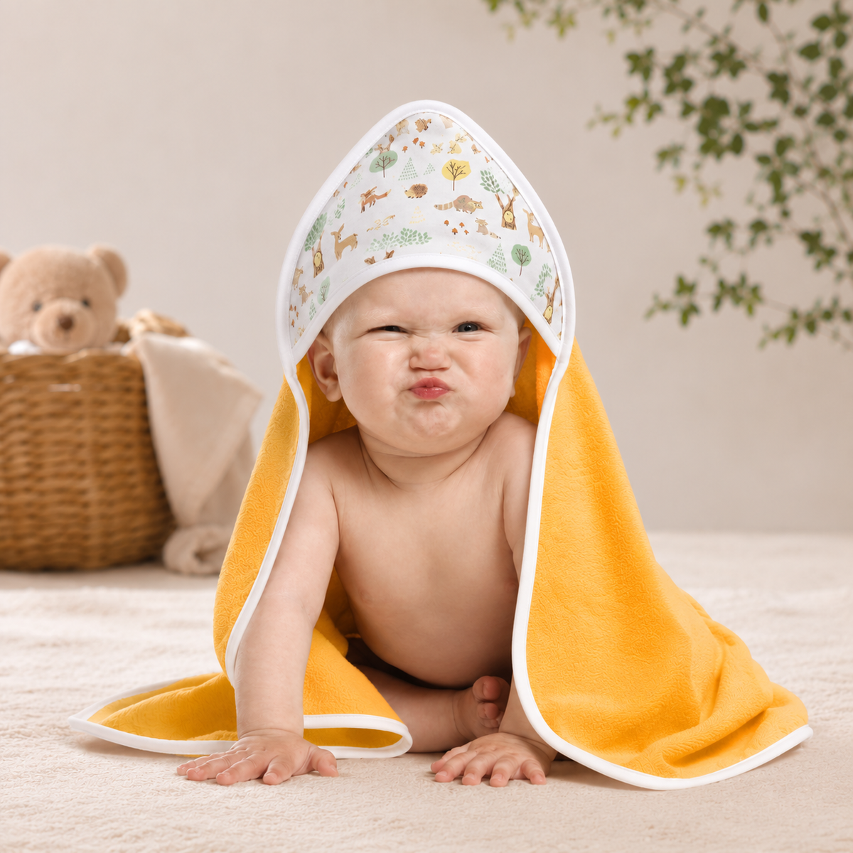 Premium Baby Hooded Towel with Muslin Hood - Soft and Lightweight