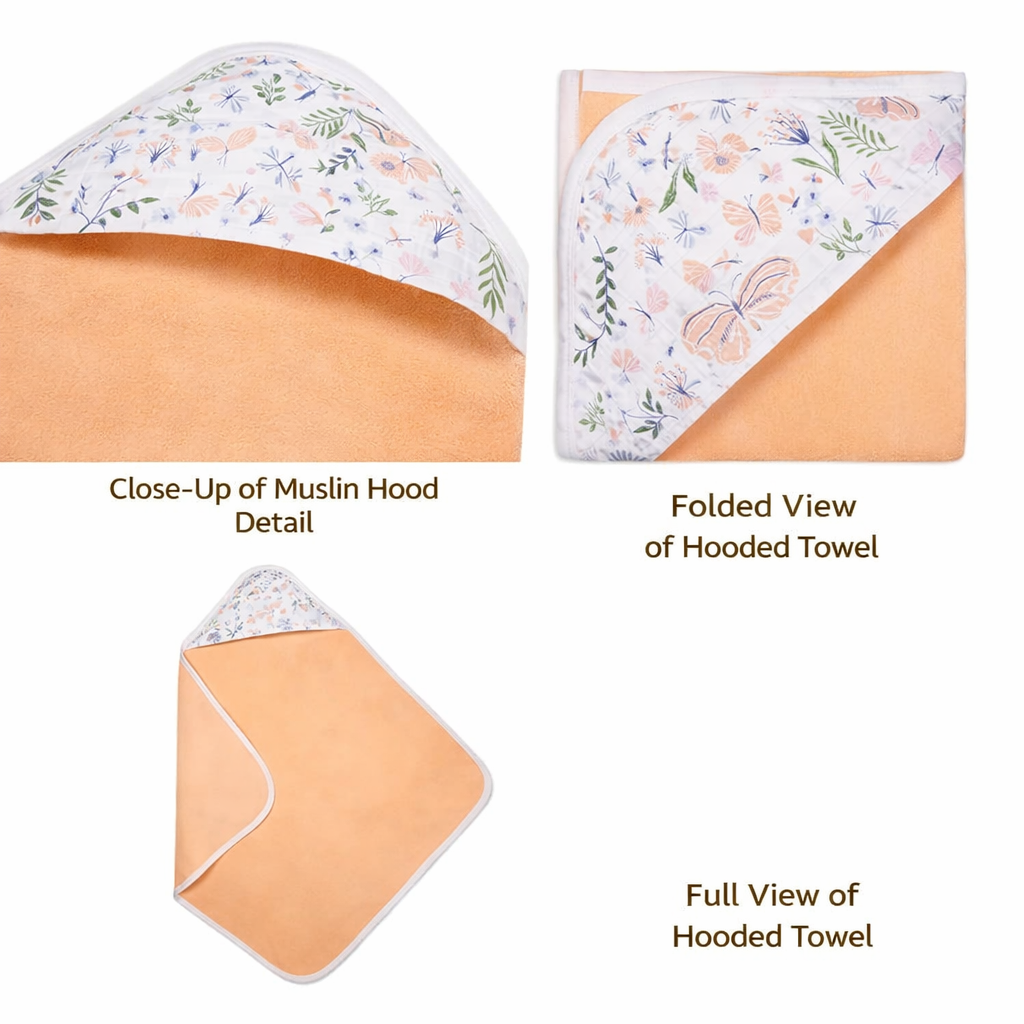 Premium Baby Hooded Towel with Muslin Hood - Soft and Lightweight