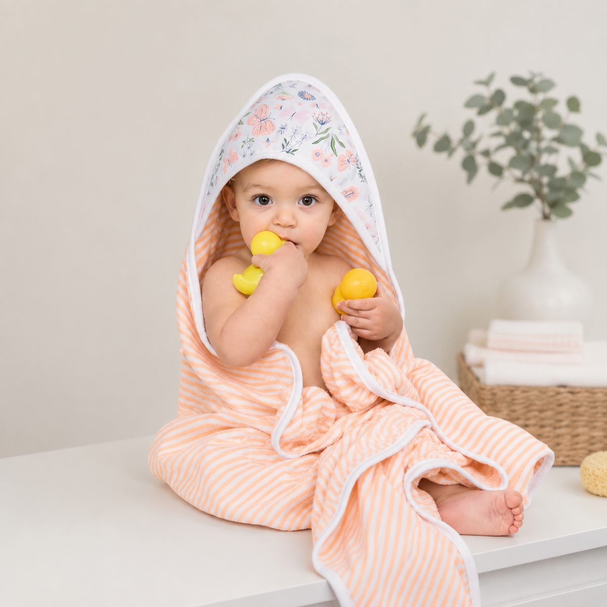 Premium Baby Hooded Towel with Muslin Hood - Soft and Lightweight