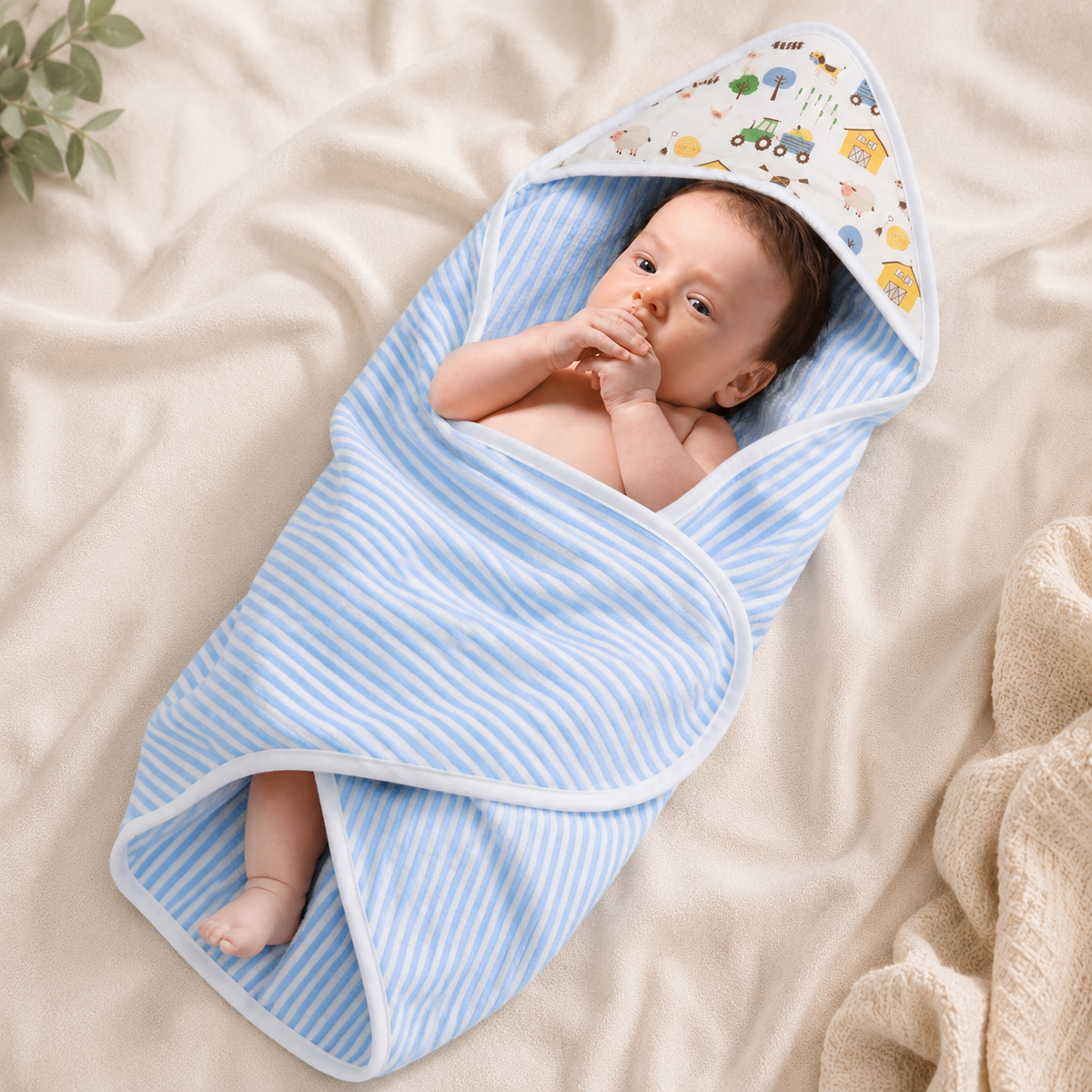 Premium Baby Hooded Towel with Muslin Hood - Soft and Lightweight