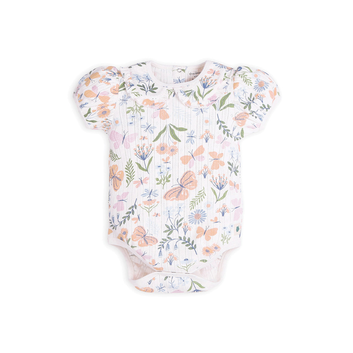 My Milestones Pointelle Ruffle Peter Pan Collar Onesie