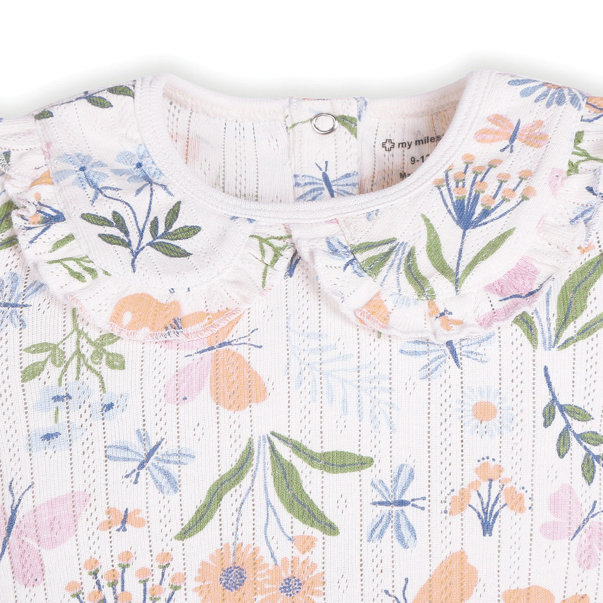 My Milestones Pointelle Ruffle Peter Pan Collar Onesie