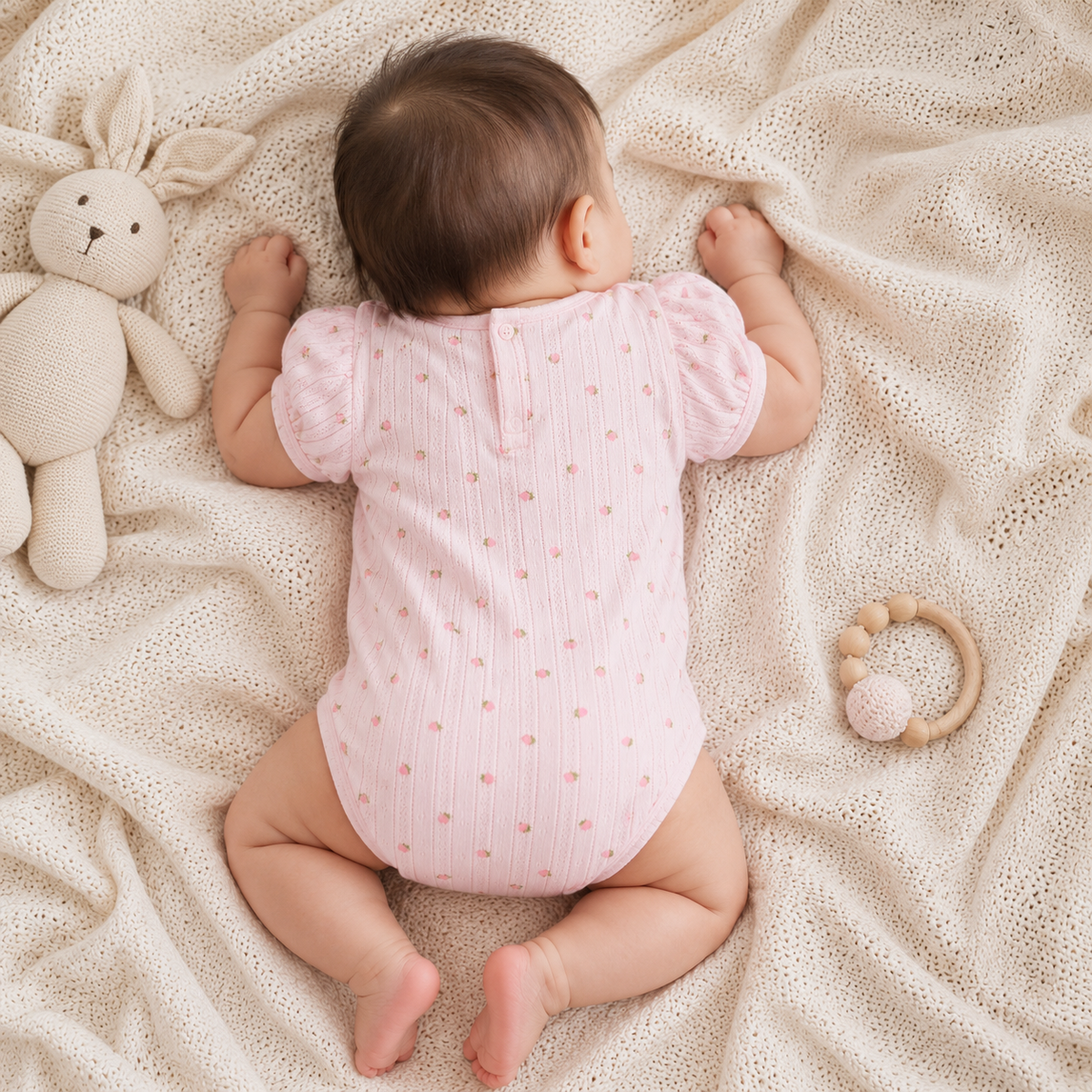 My Milestones Pointelle Ruffle Peter Pan Collar Onesie