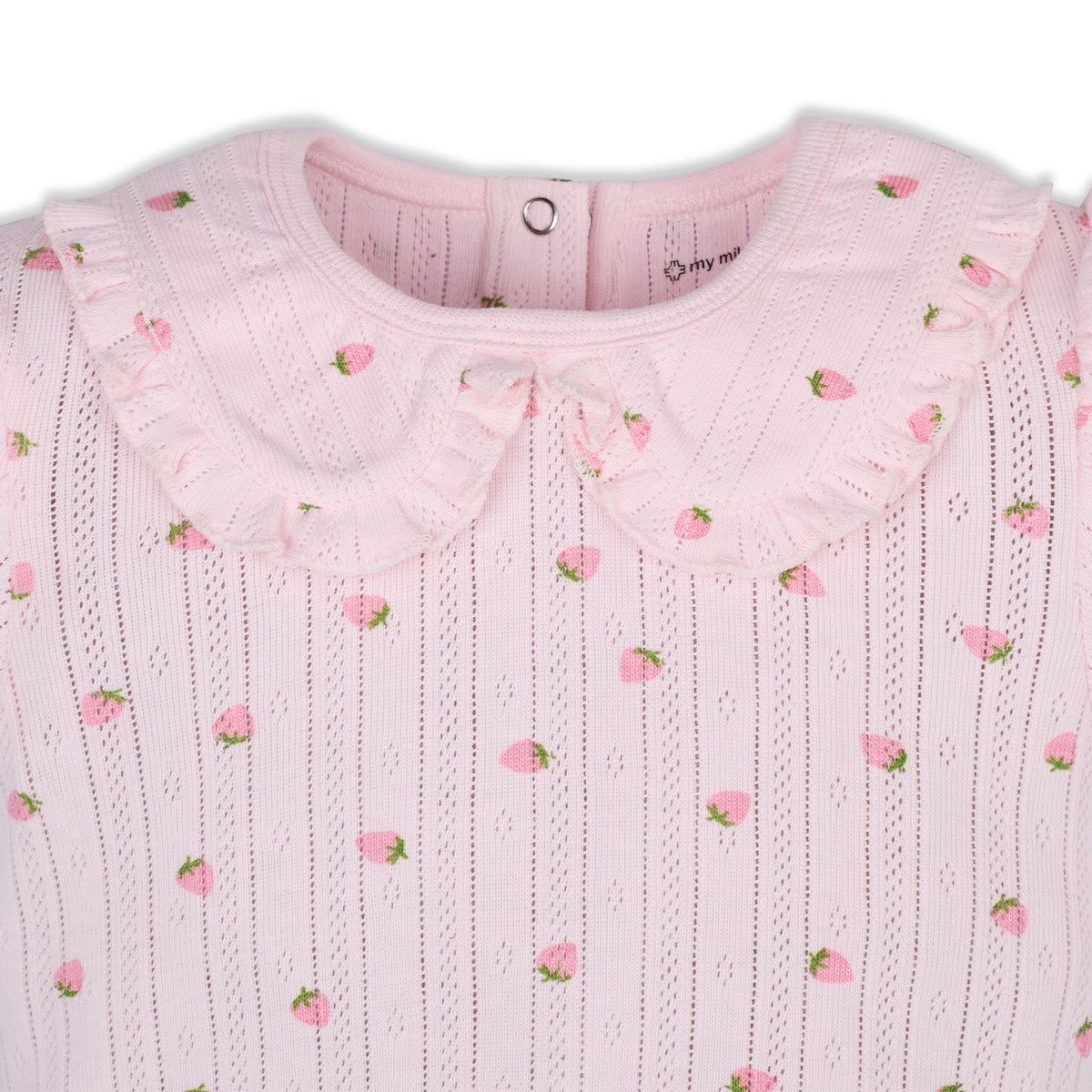 My Milestones Pointelle Ruffle Peter Pan Collar Onesie