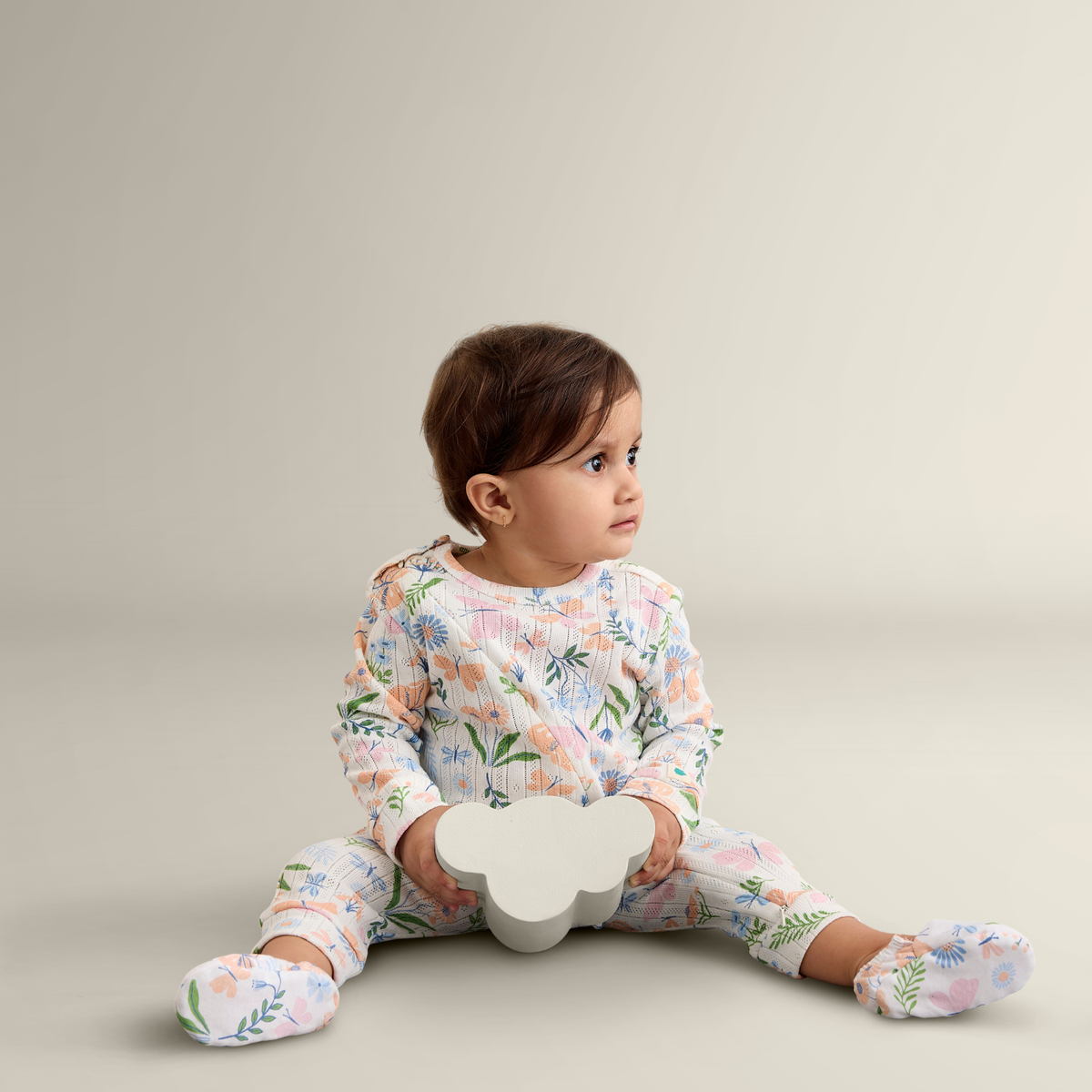 My Milestones Pointelle Long Sleeves 2-Way Zipper Romper