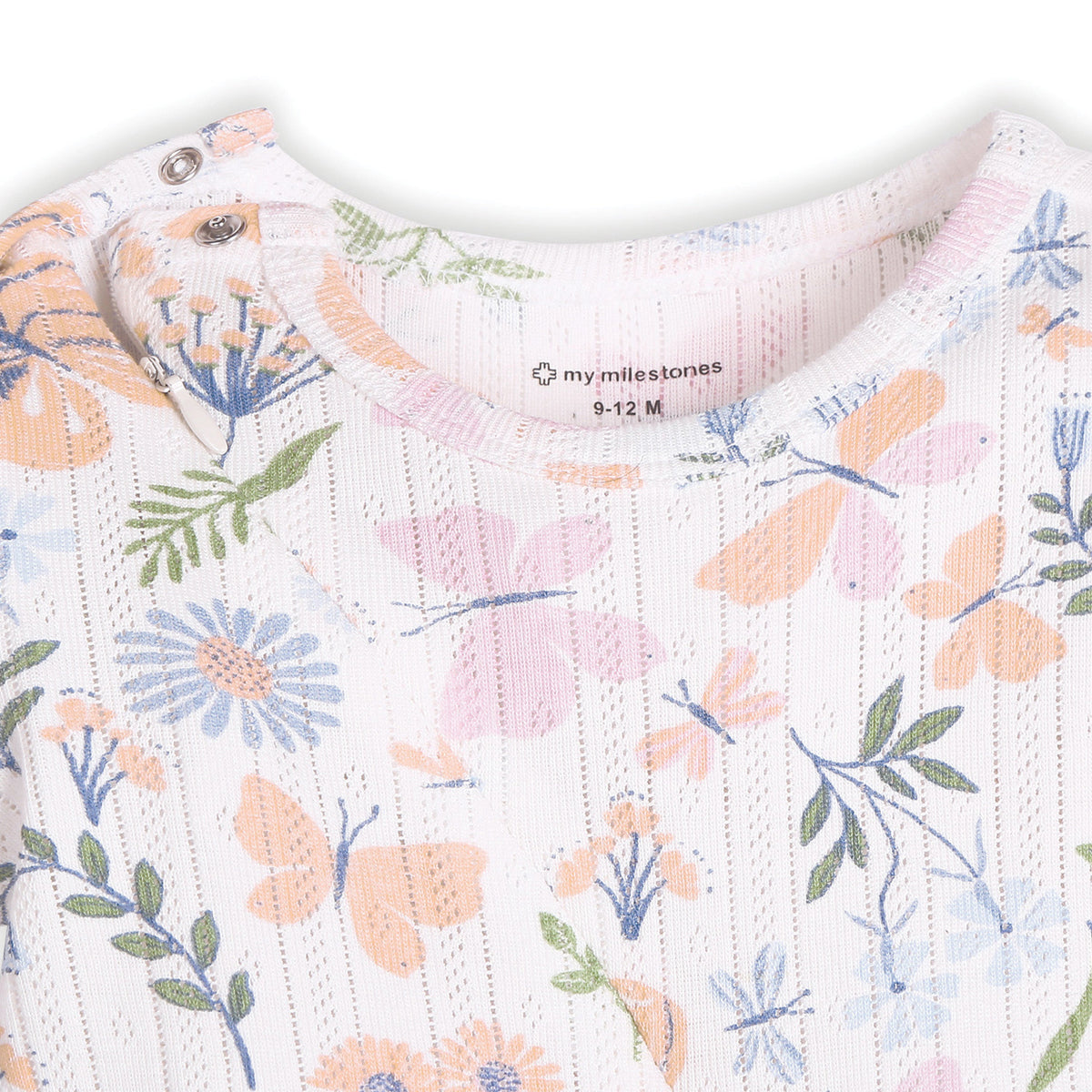 My Milestones Pointelle Long Sleeves 2-Way Zipper Romper