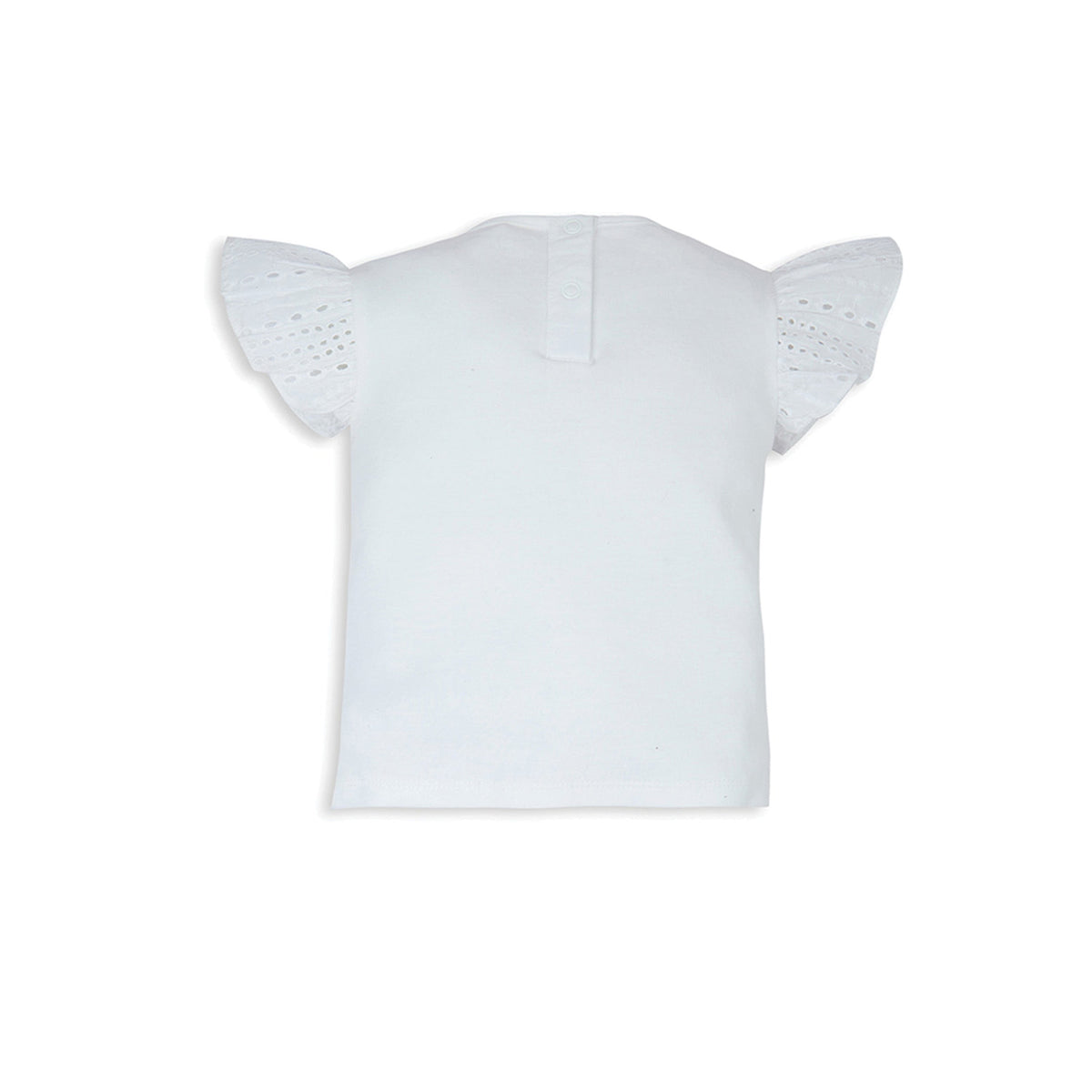 My Milestones Bio-Wash Eyelet Detail Short Sleeves Tee with Shorts in Enchanted Flora Print - White