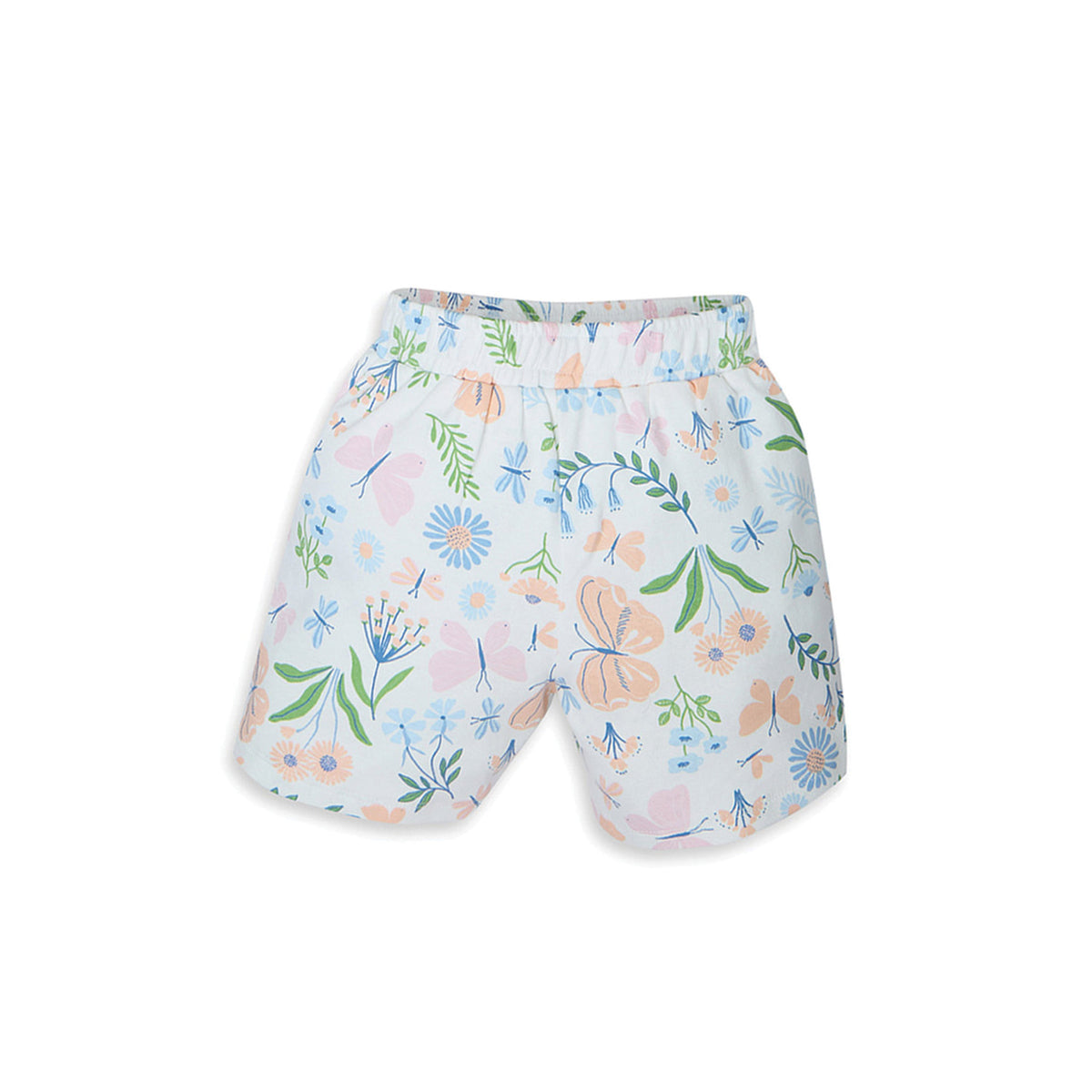 My Milestones Bio-Wash Eyelet Detail Short Sleeves Tee with Shorts in Enchanted Flora Print - White