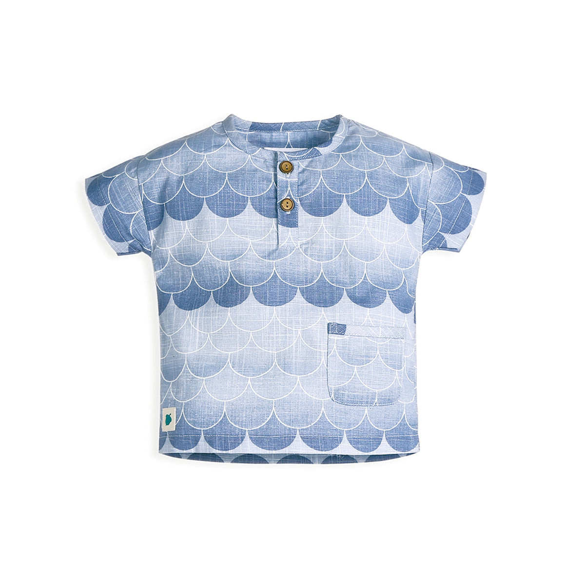 My Milestones 100% Cotton Mason Drop Shoulder Shirt with Double Cloth Shorts - Blue & White