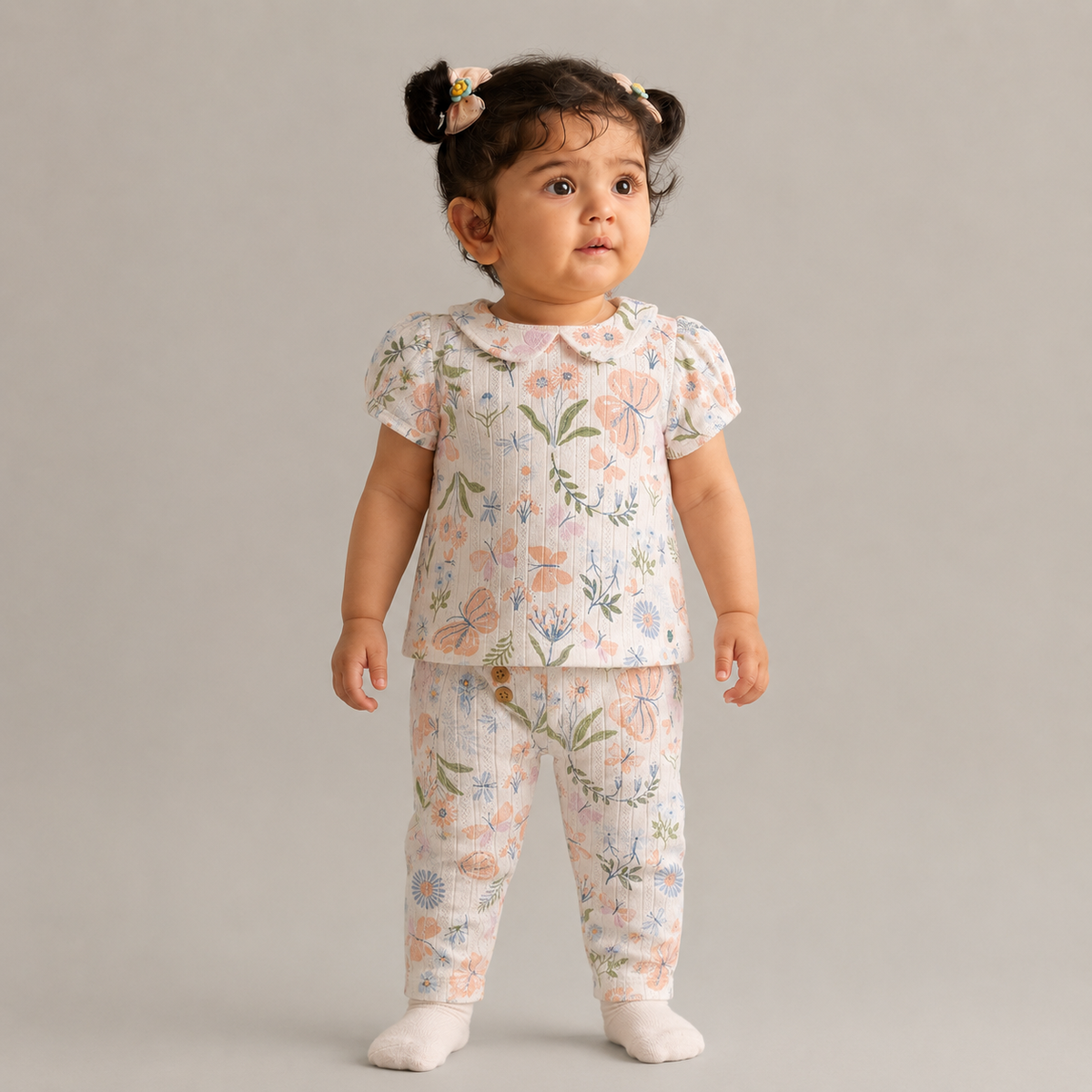 My Milestones Bio-Wash 100% Cotton Pointelle Knit Tee & Legging Set