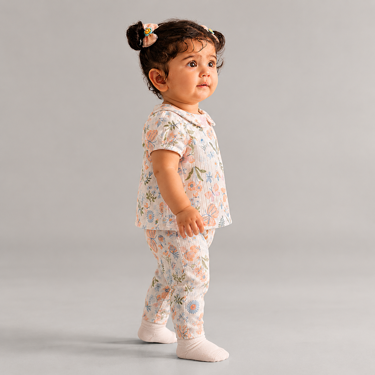 My Milestones Bio-Wash 100% Cotton Pointelle Knit Tee & Legging Set