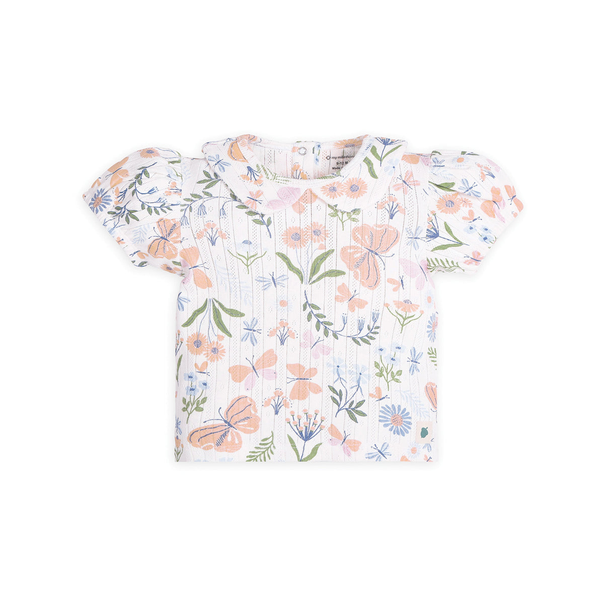 My Milestones Bio-Wash 100% Cotton Pointelle Knit Tee & Legging Set