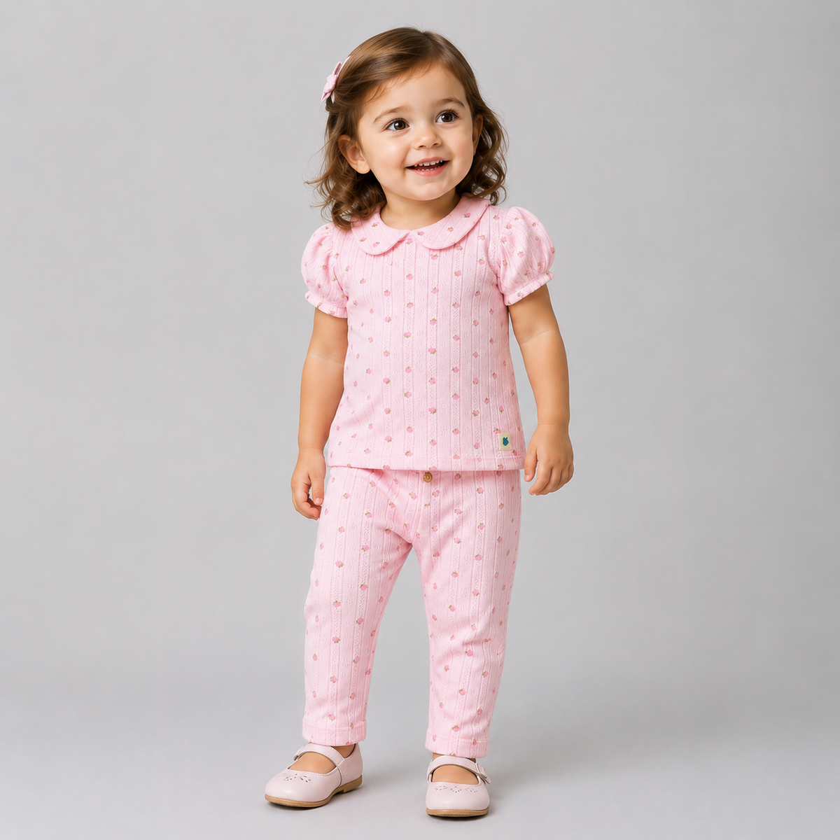 My Milestones Bio-Wash 100% Cotton Pointelle Knit Tee & Legging Set