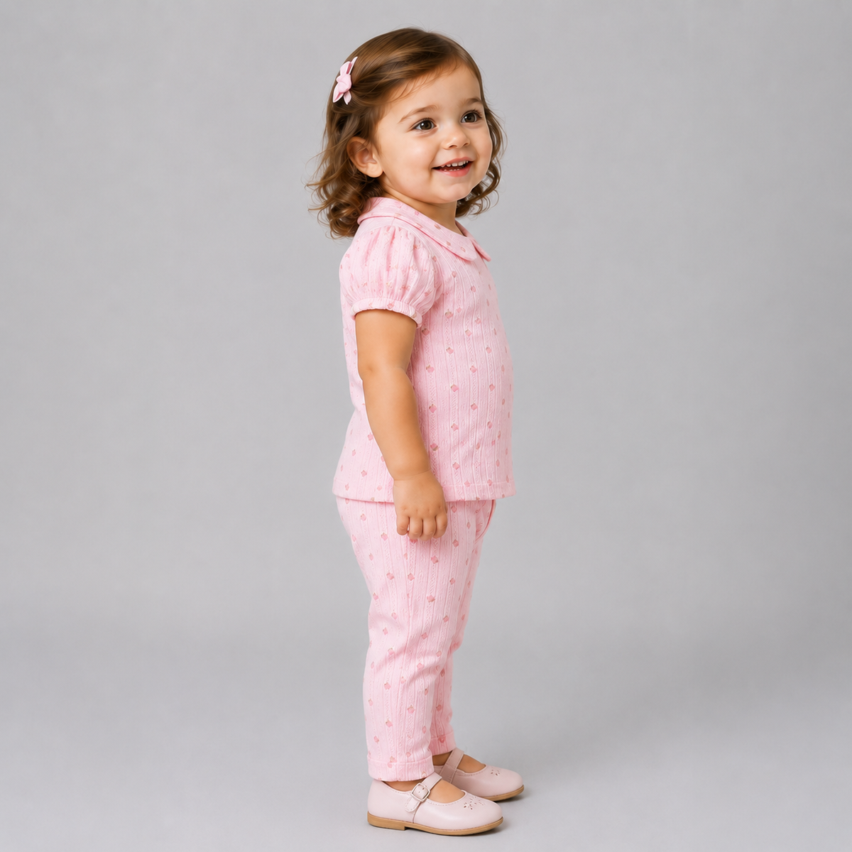 My Milestones Bio-Wash 100% Cotton Pointelle Knit Tee & Legging Set