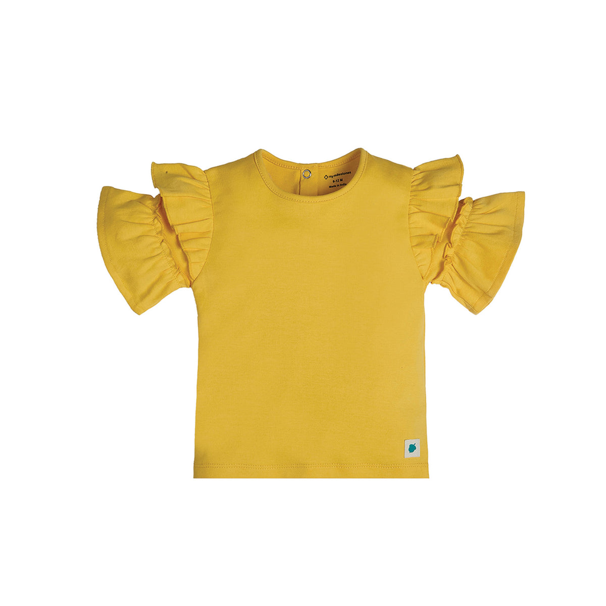 My Milestones Bio-Wash 100% Cotton Daffodil Ruffle Tee Jogger Co-ord Set - Yellow & Vanilla Ice
