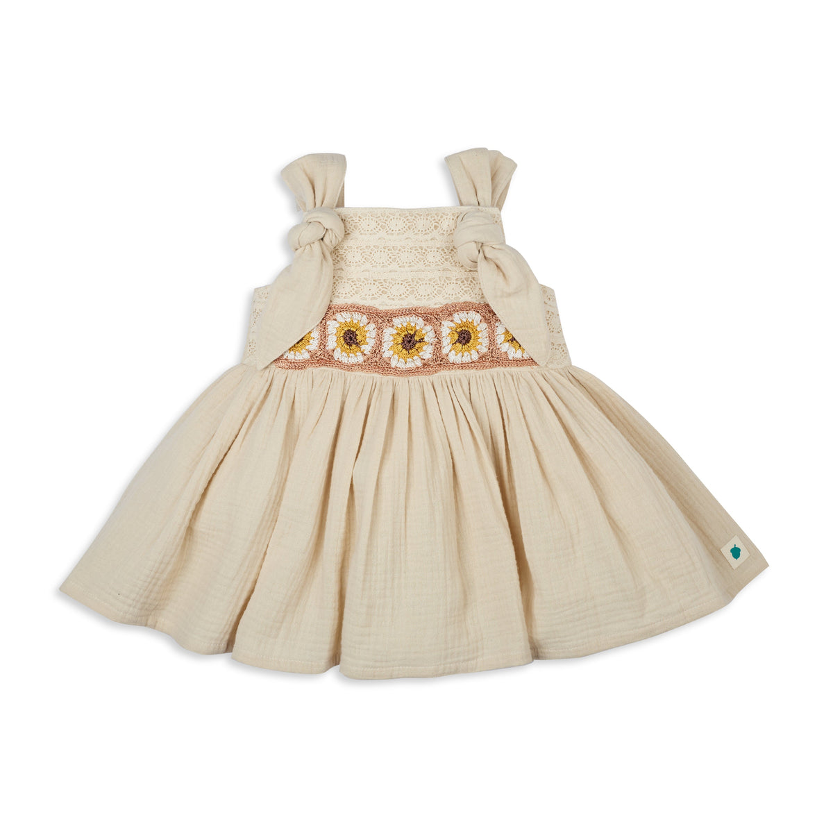 My Milestones Opal Handcrafted Crochet Double Cloth Dress with Knot Details